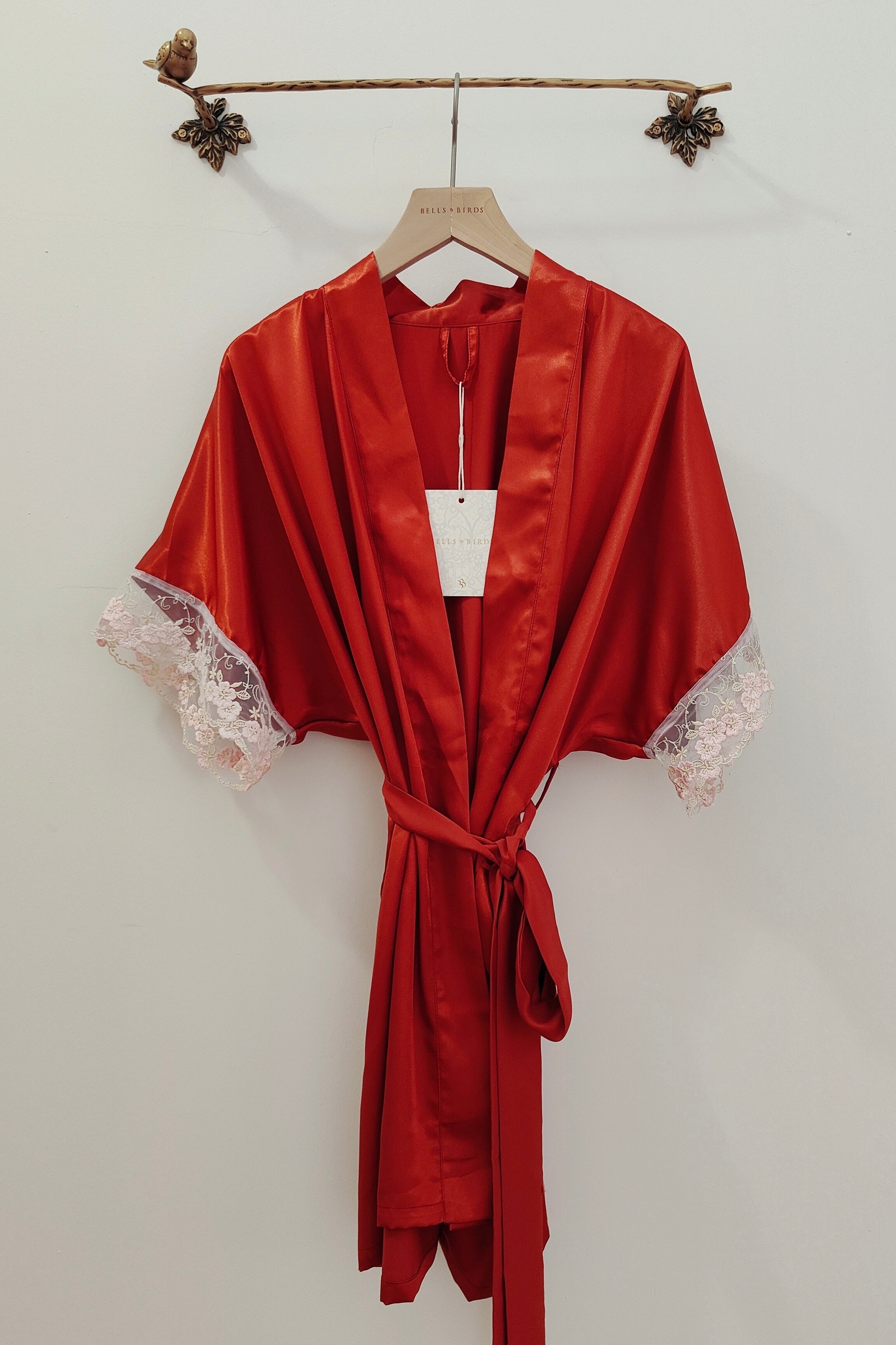 BESPOKE Silk Robe - Bells & Birds