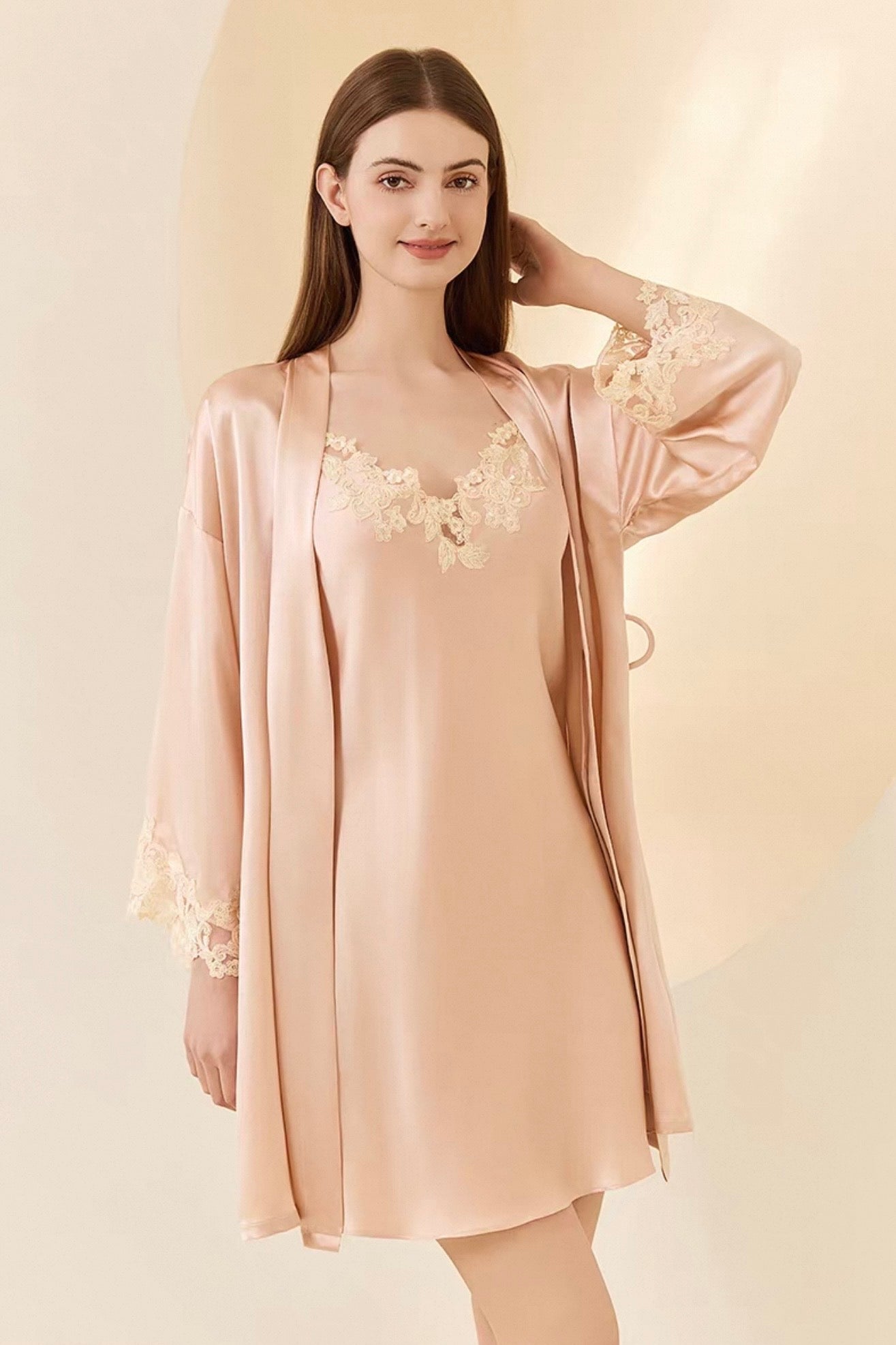 Florentine Mulberry Silk Robe (Pink) - Bells & Birds