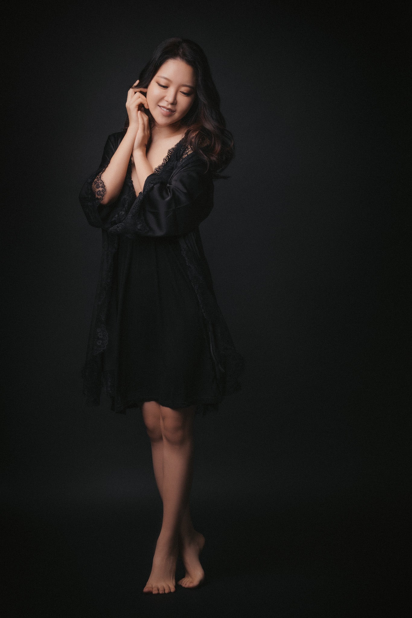 Desiree Satin Lace Robe
