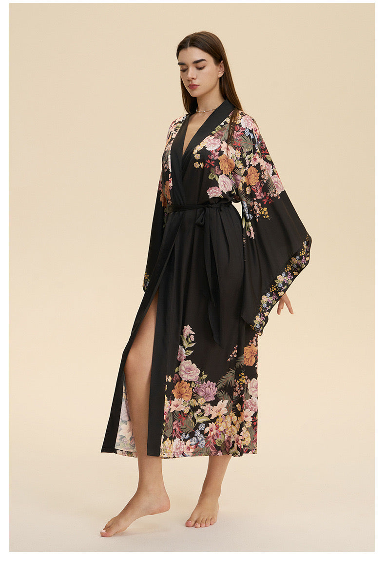 Flight of Whimsy Robe (Black) - Bells & Birds