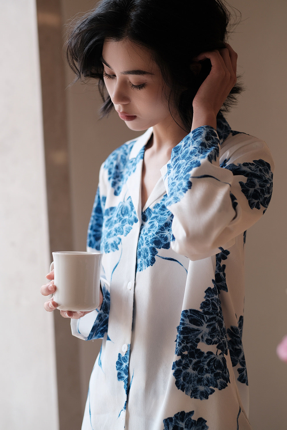 Hydrangea Bloom PJ Pants Set (Blue)