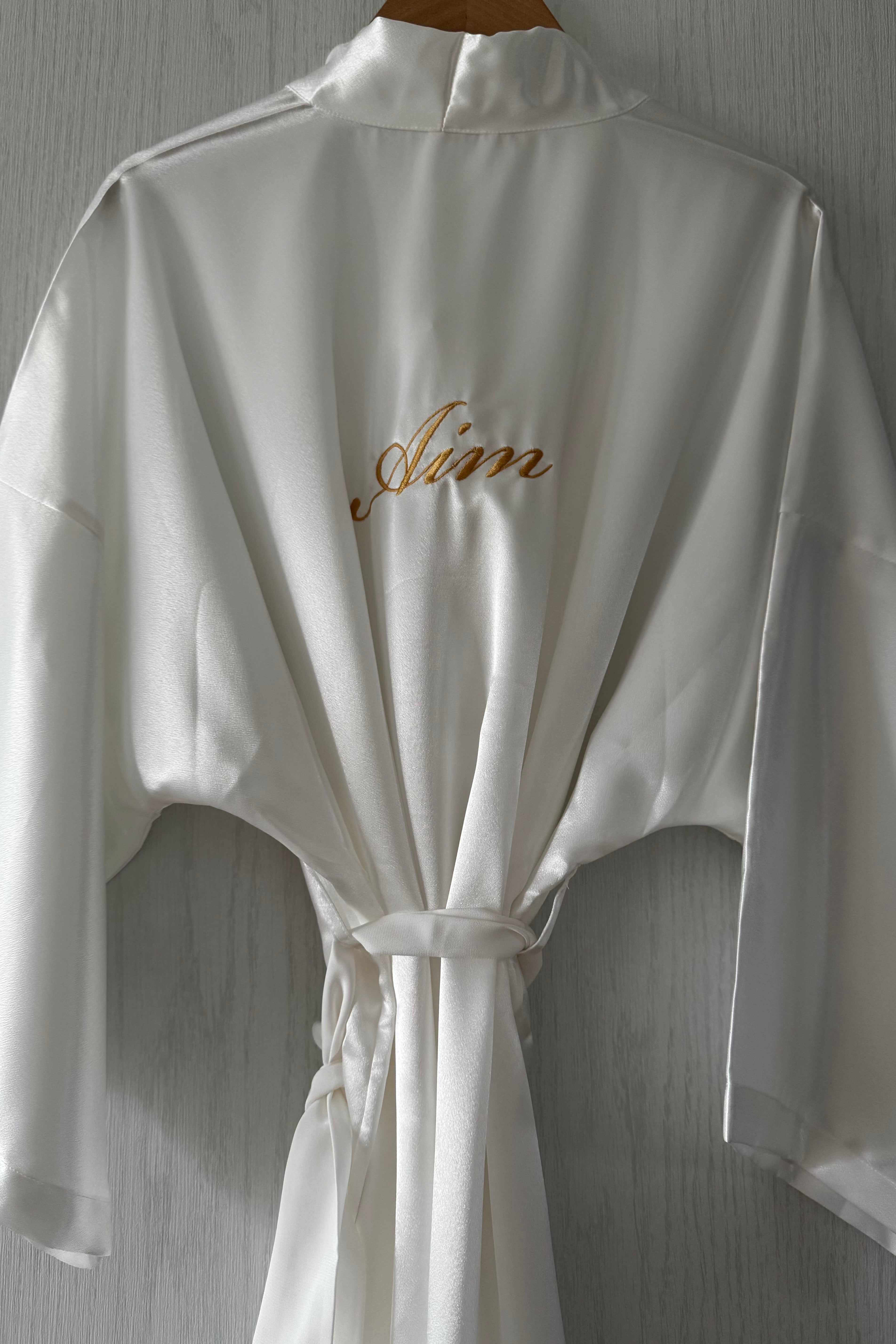 Classic Silk Robe (White)