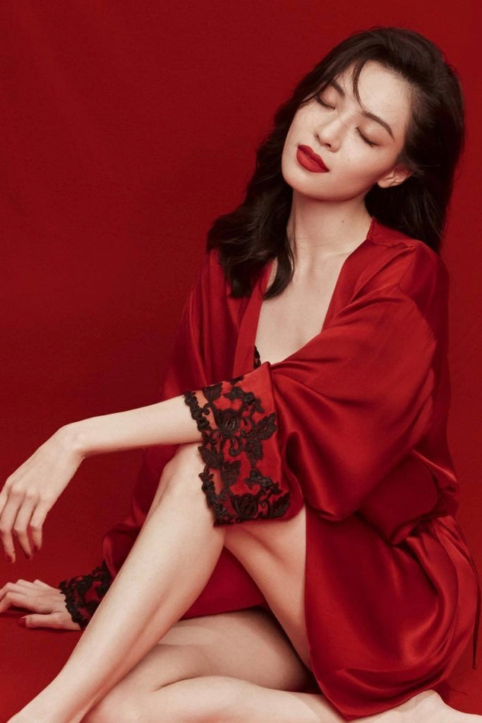 Florentine Mulberry Silk Robe (Red)