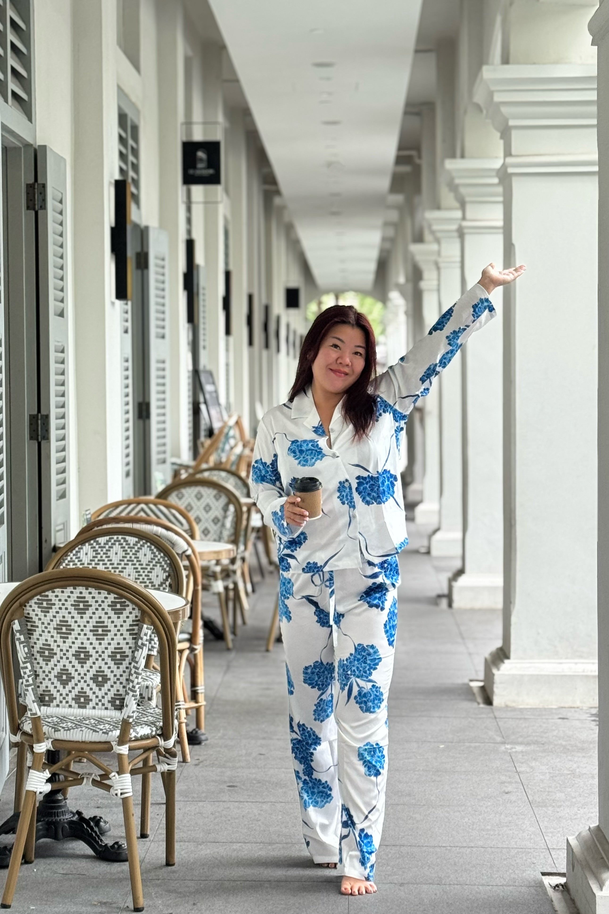 Hydrangea Bloom PJ Pants Set (Blue)