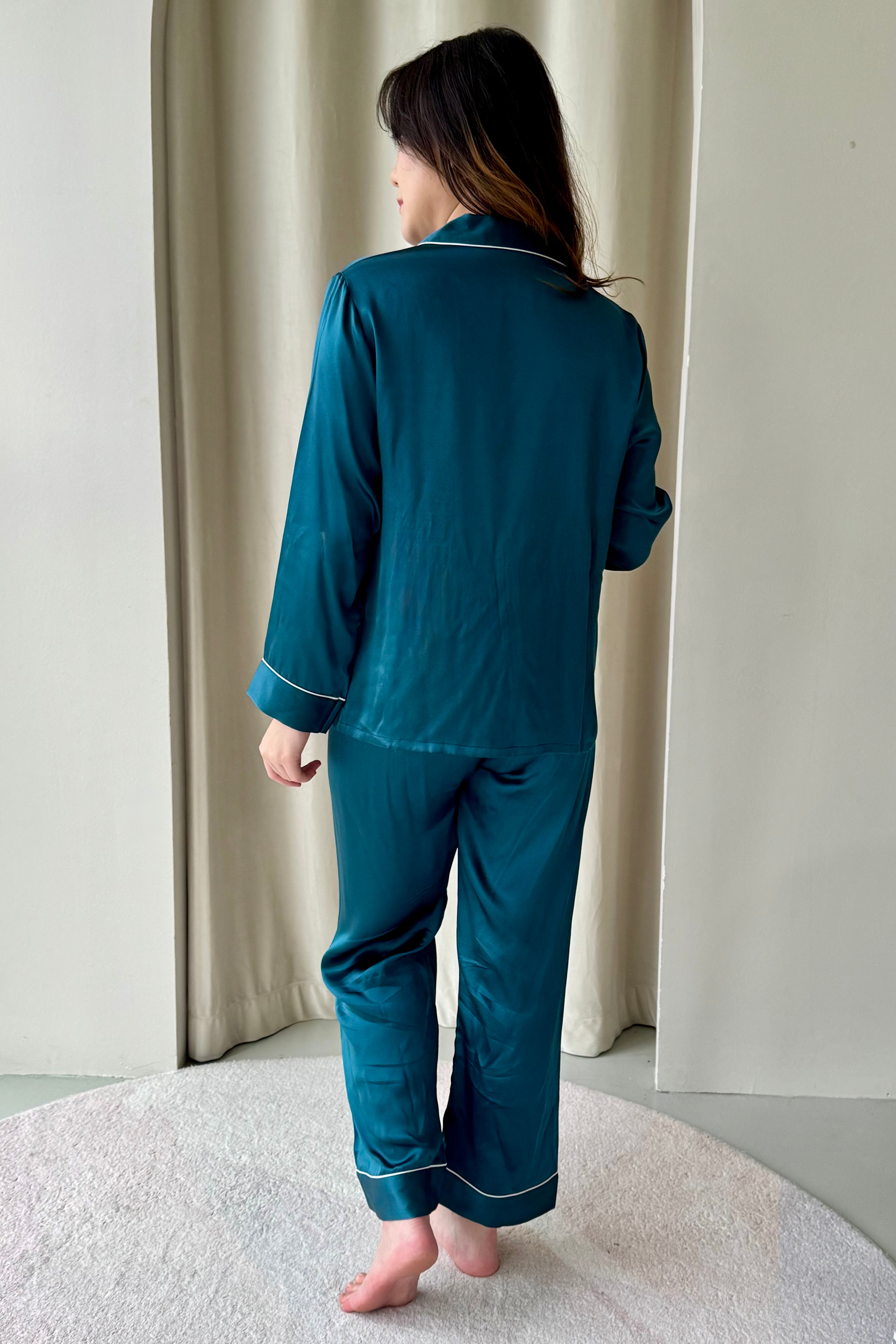 Mulberry Silk Pants Pyjamas (Teal)