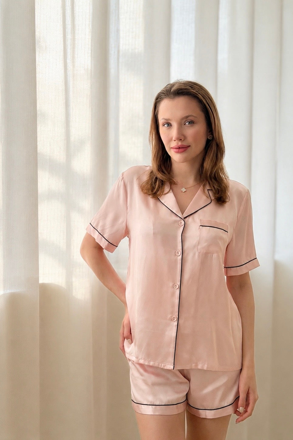 Mulberry Silk Short Pyjamas (Pink)