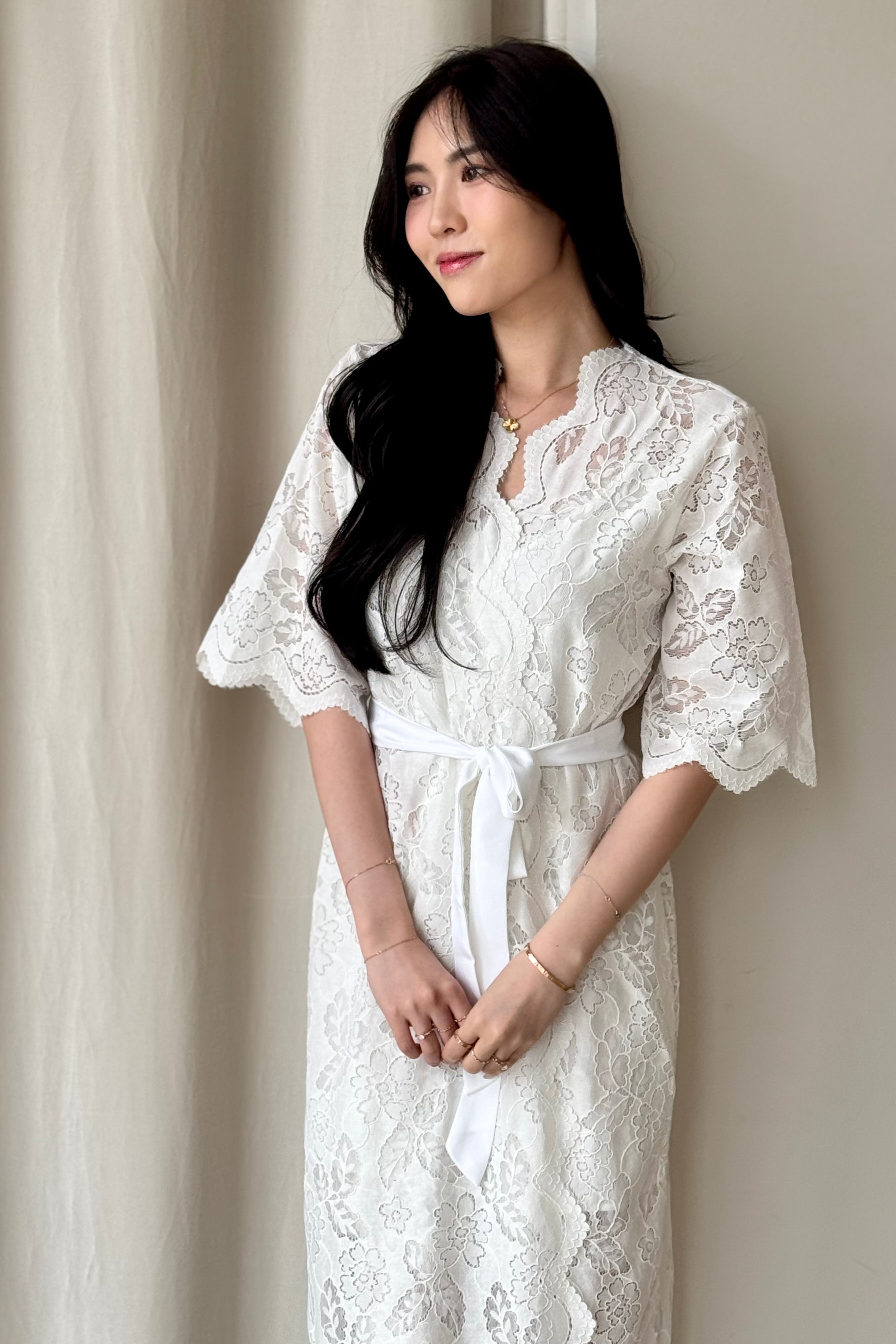 Juliette Lace Robe (White)