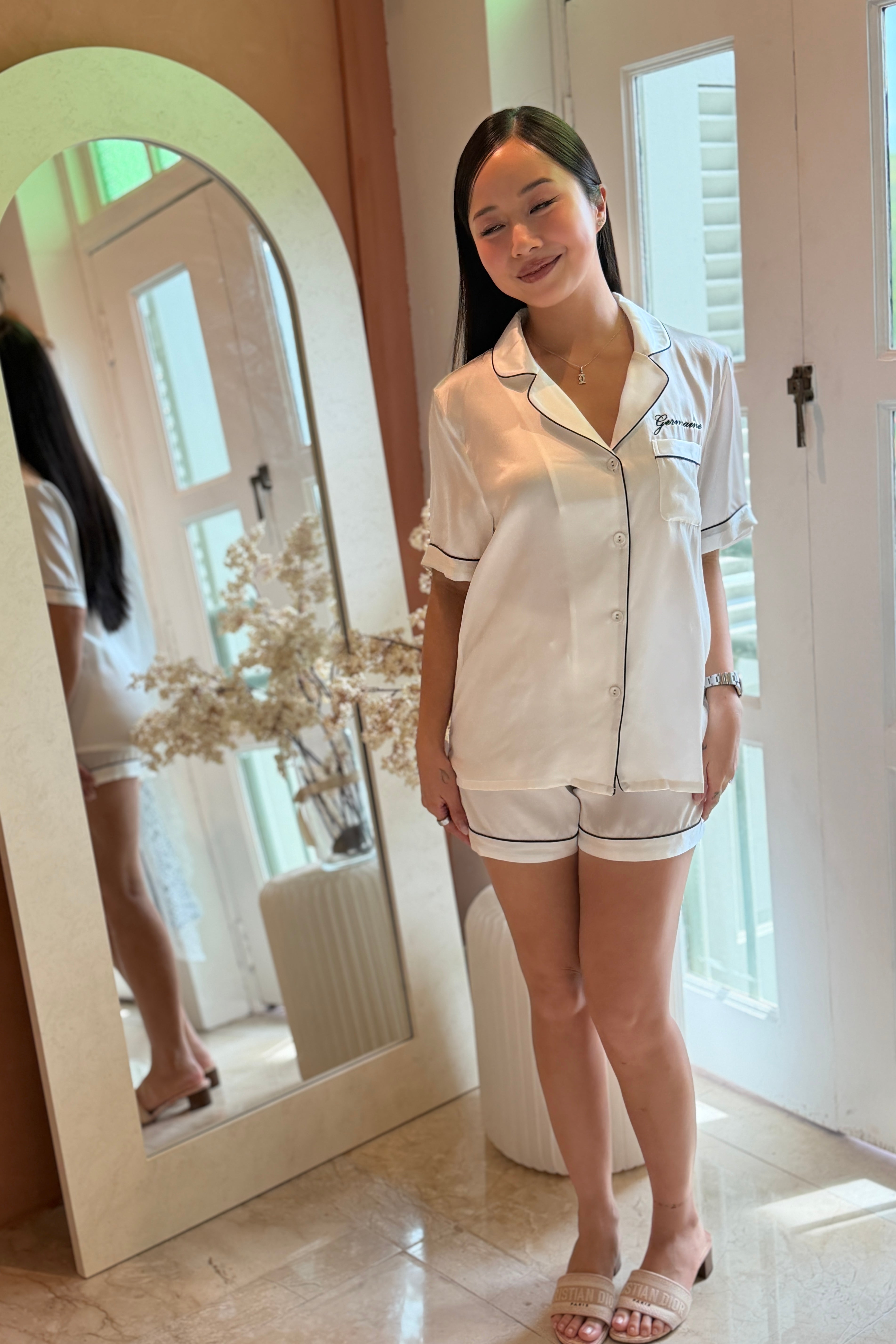 Mulberry Silk Short Pyjamas (White)