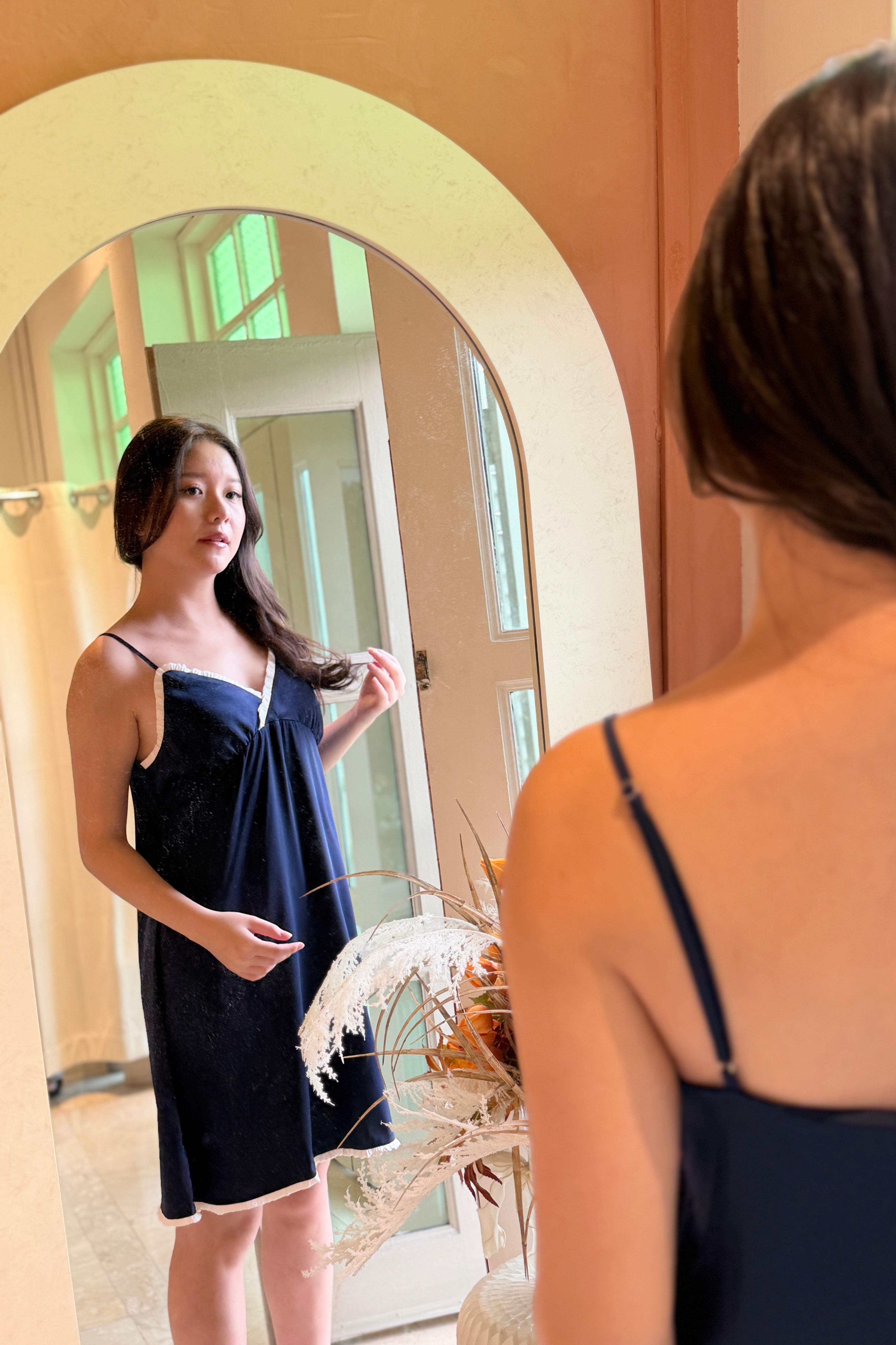 Flutter Satin Slip (Navy) - Bells & Birds