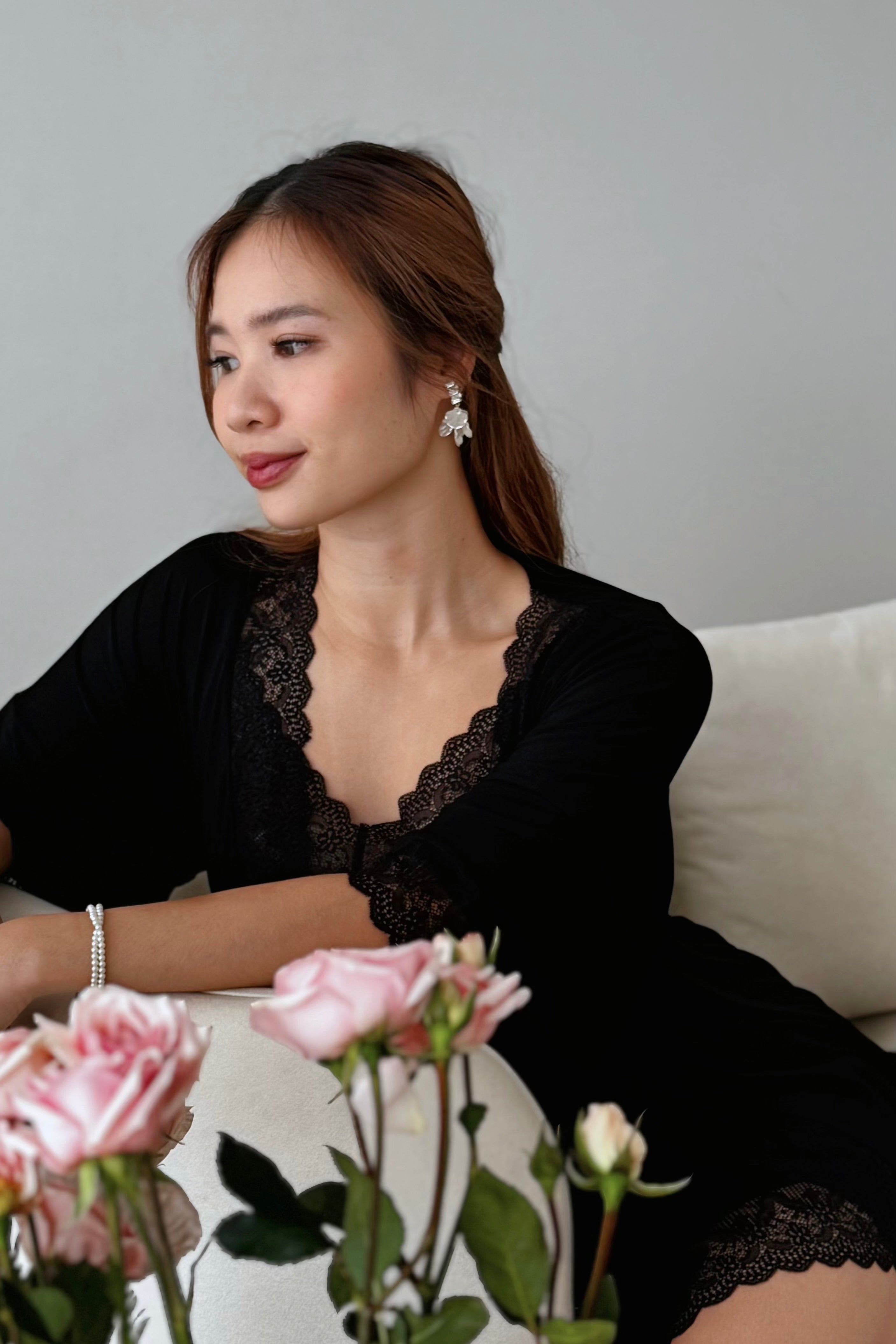Sofia Cotton Robe (Black)