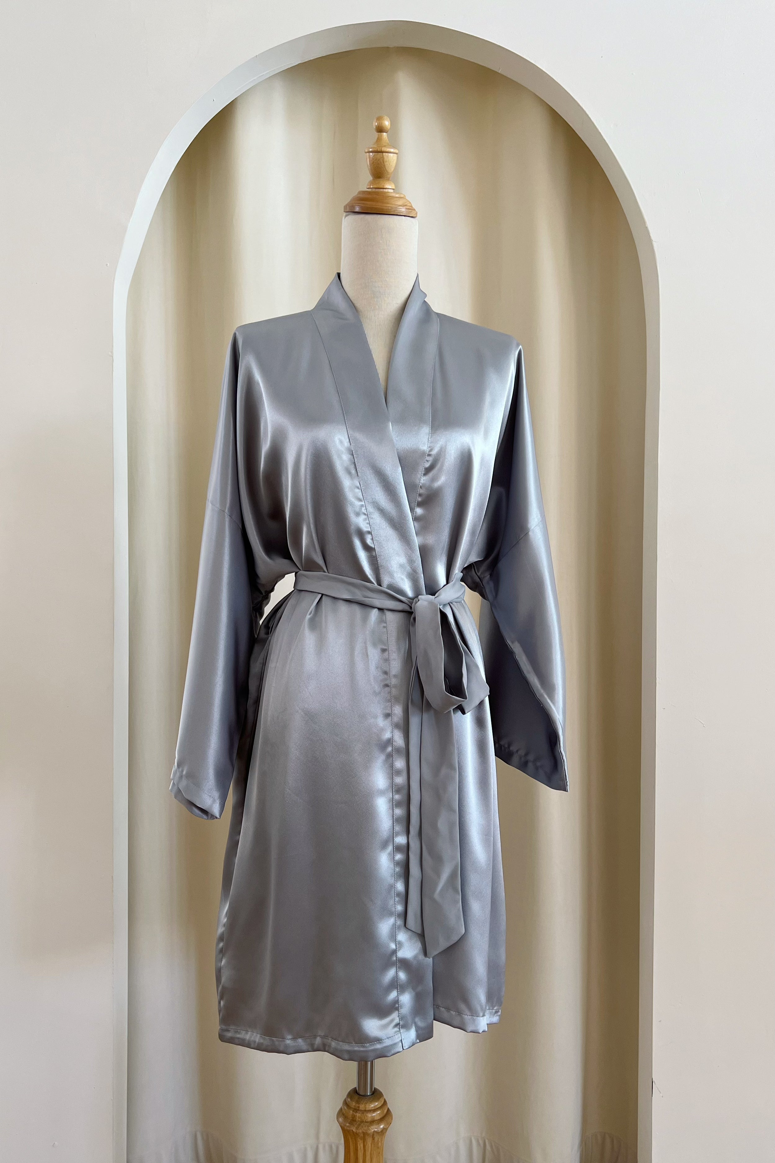 Classic Silk Robe (Grey)