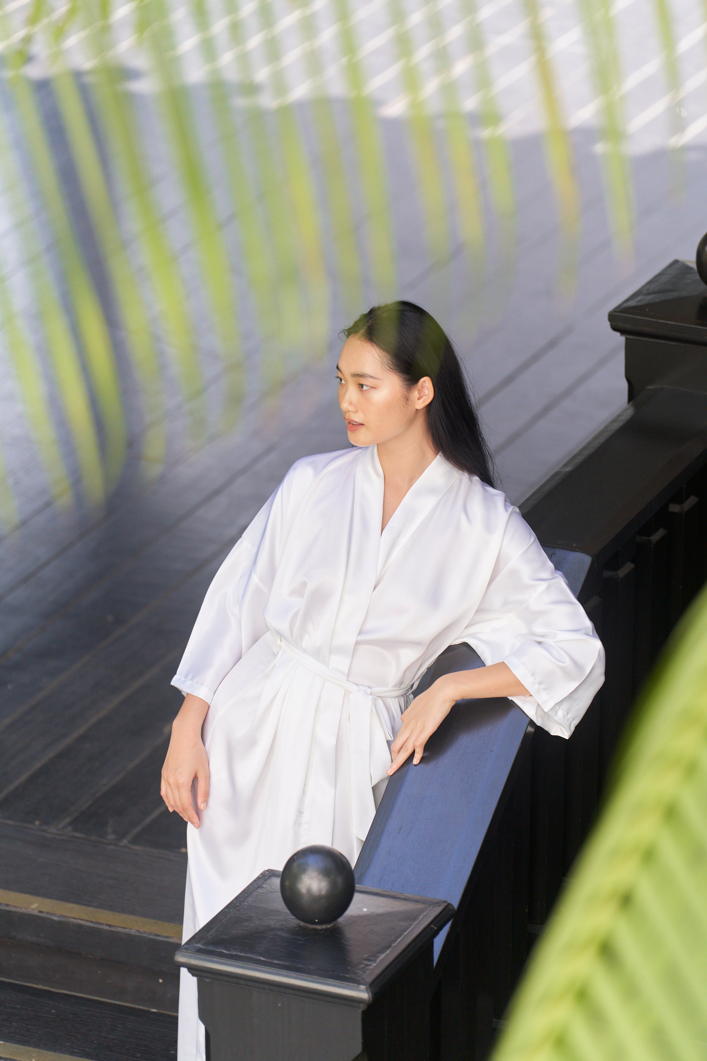 Maxi Silk Robe (White)