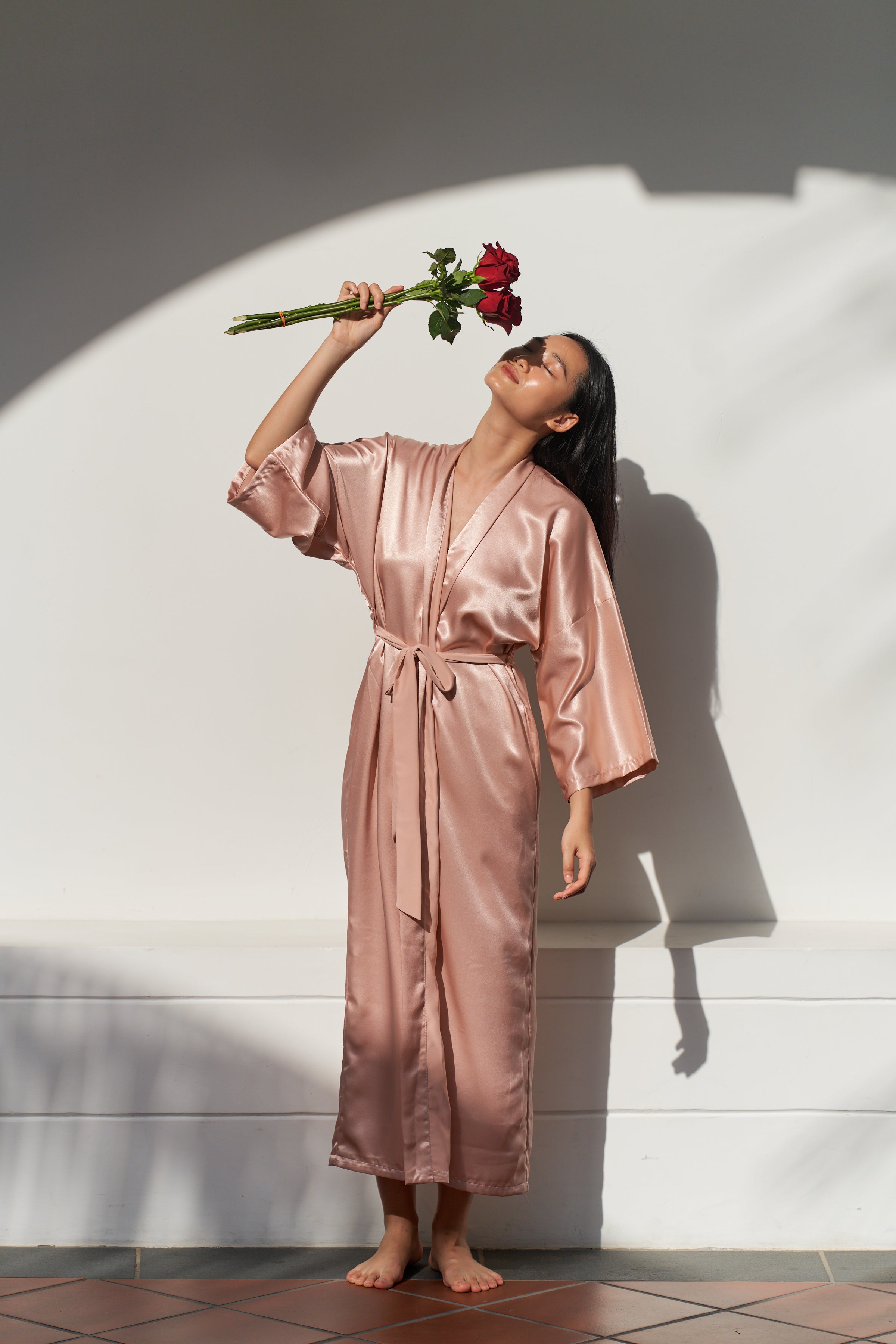 Maxi Silk Robe (Blush Pink)