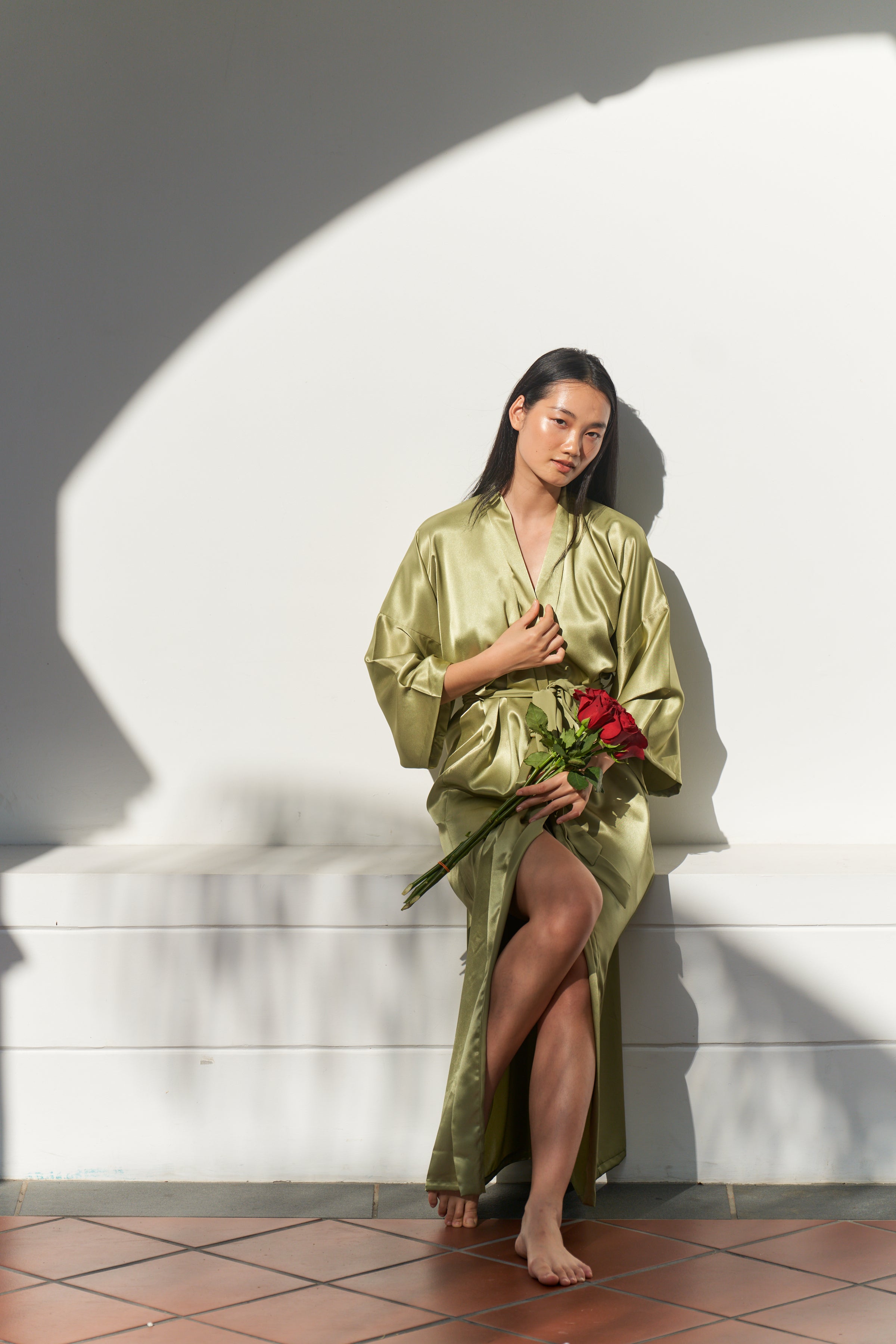 Maxi Silk Robe (Sage Green)