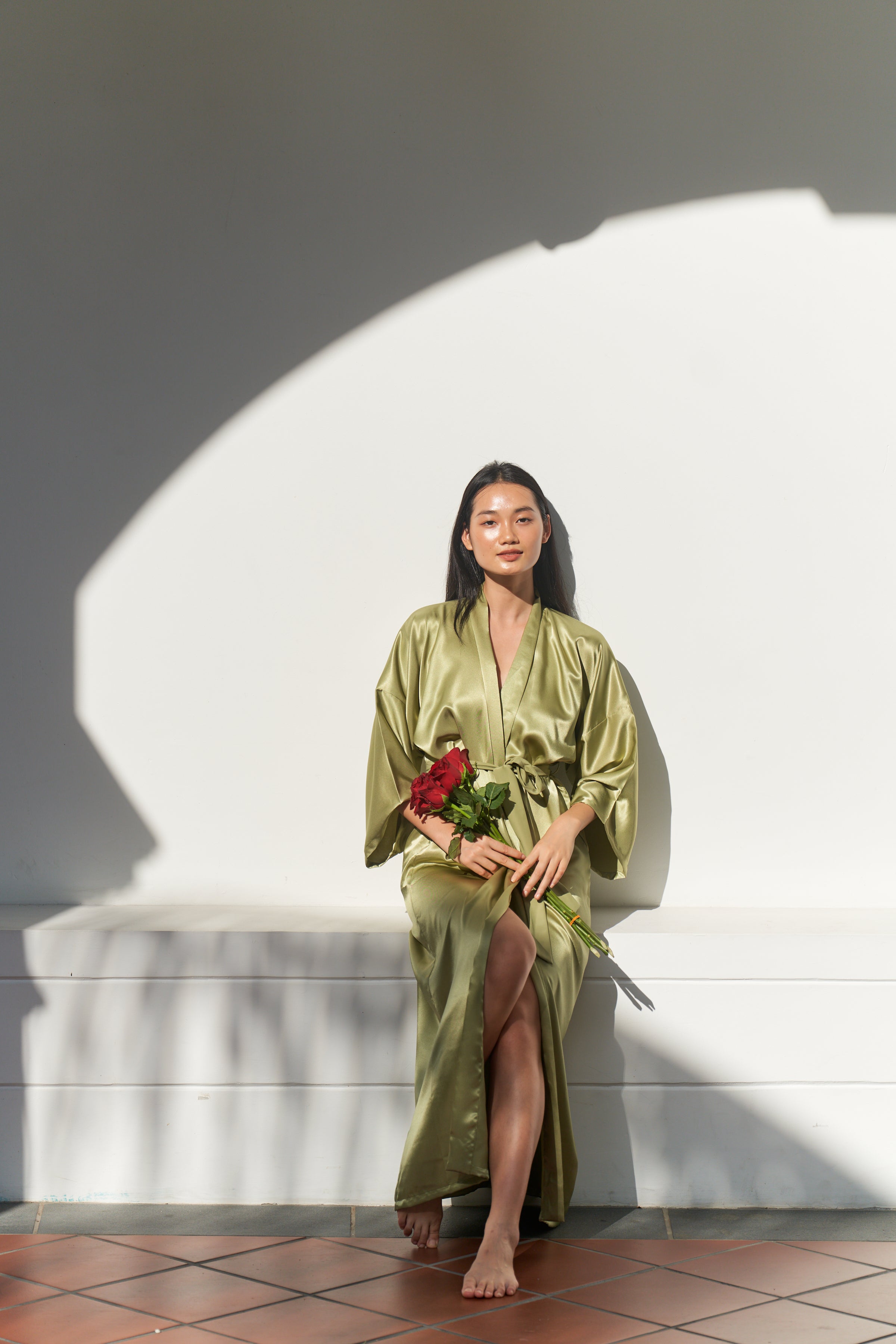 Maxi Silk Robe (Sage Green)