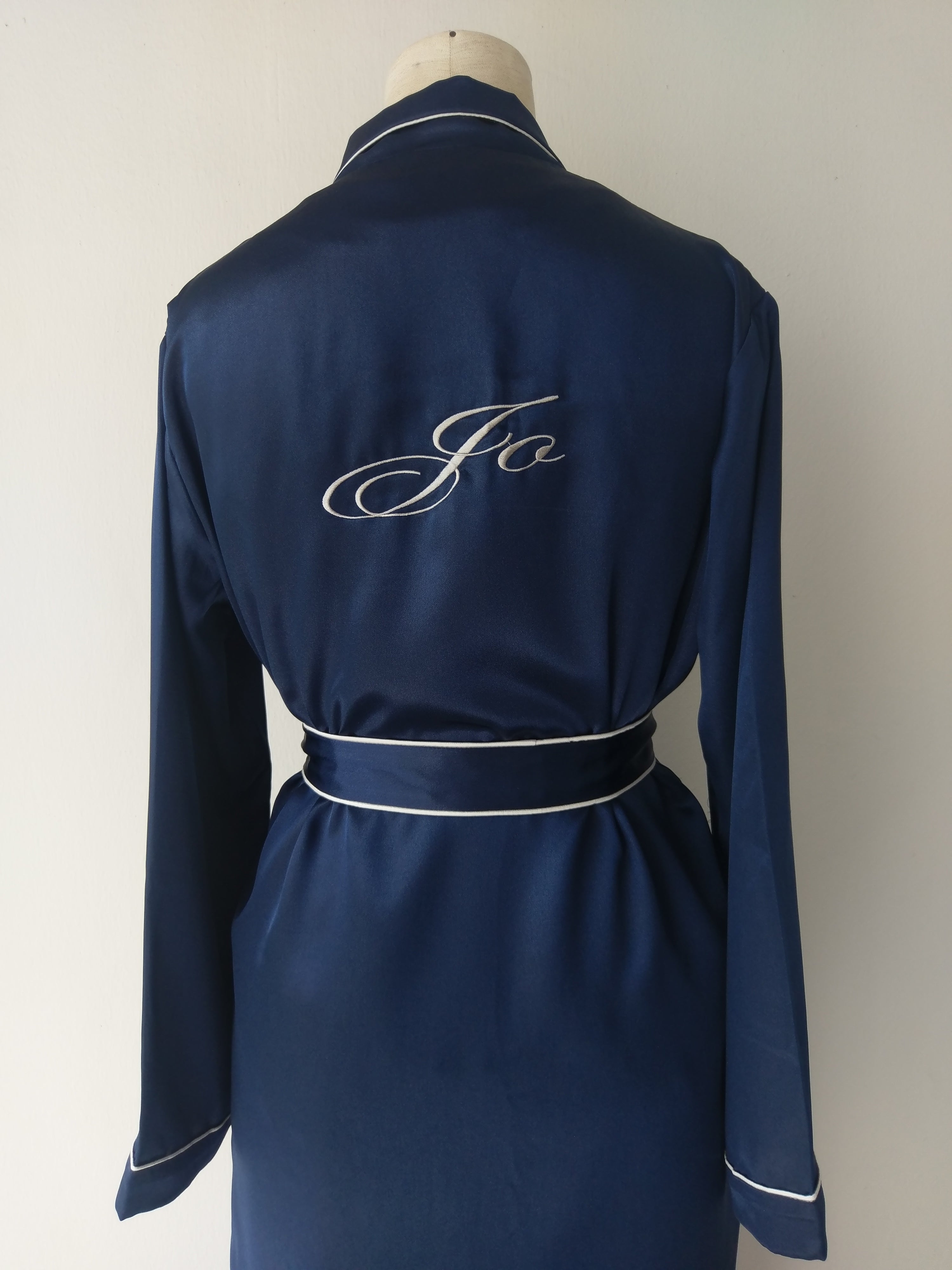 Monogrammed Silk Robe (120 colours) - Bells & Birds