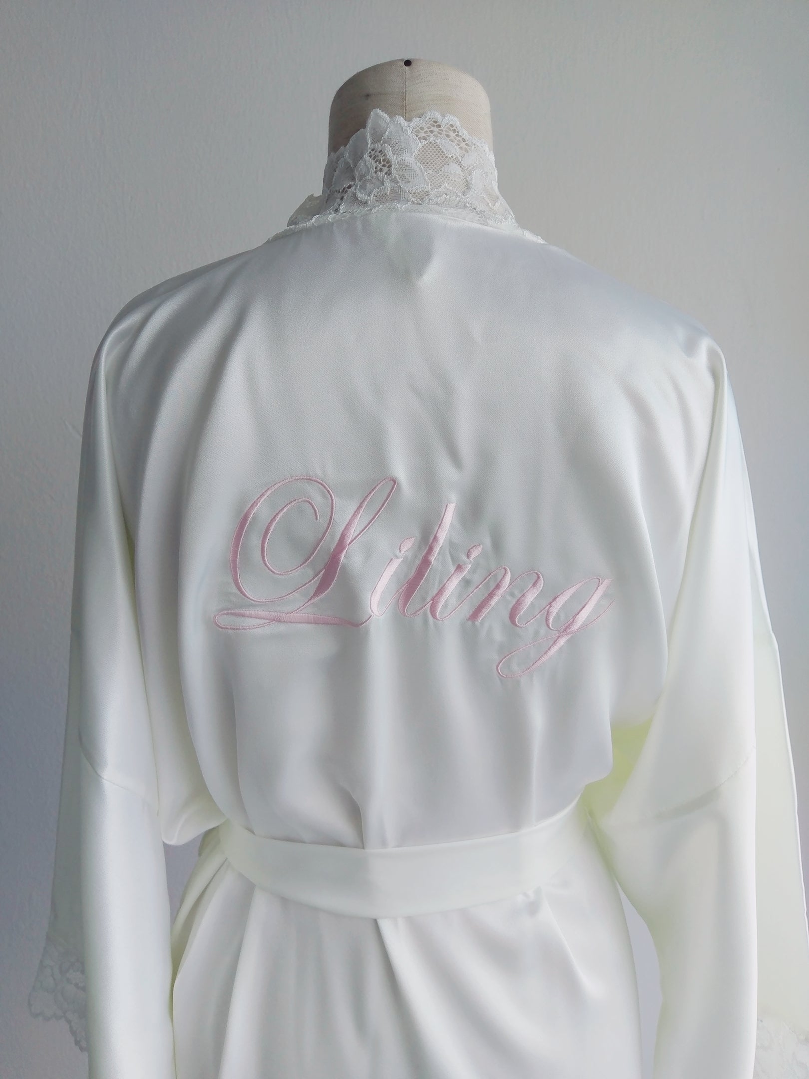 Monogrammed Silk Robe (120 colours) - Bells & Birds