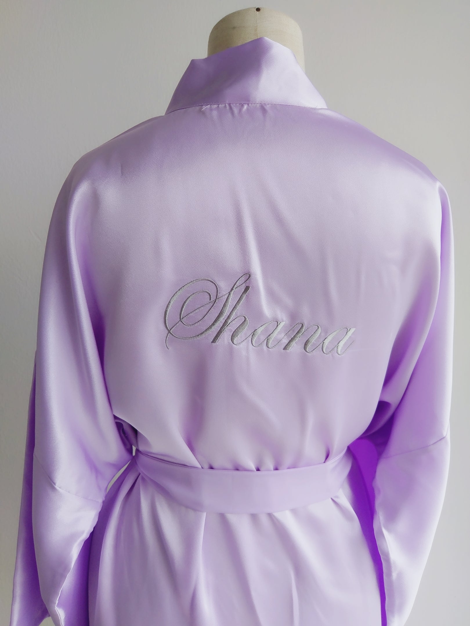 Monogrammed Silk Robe (120 colours) - Bells & Birds