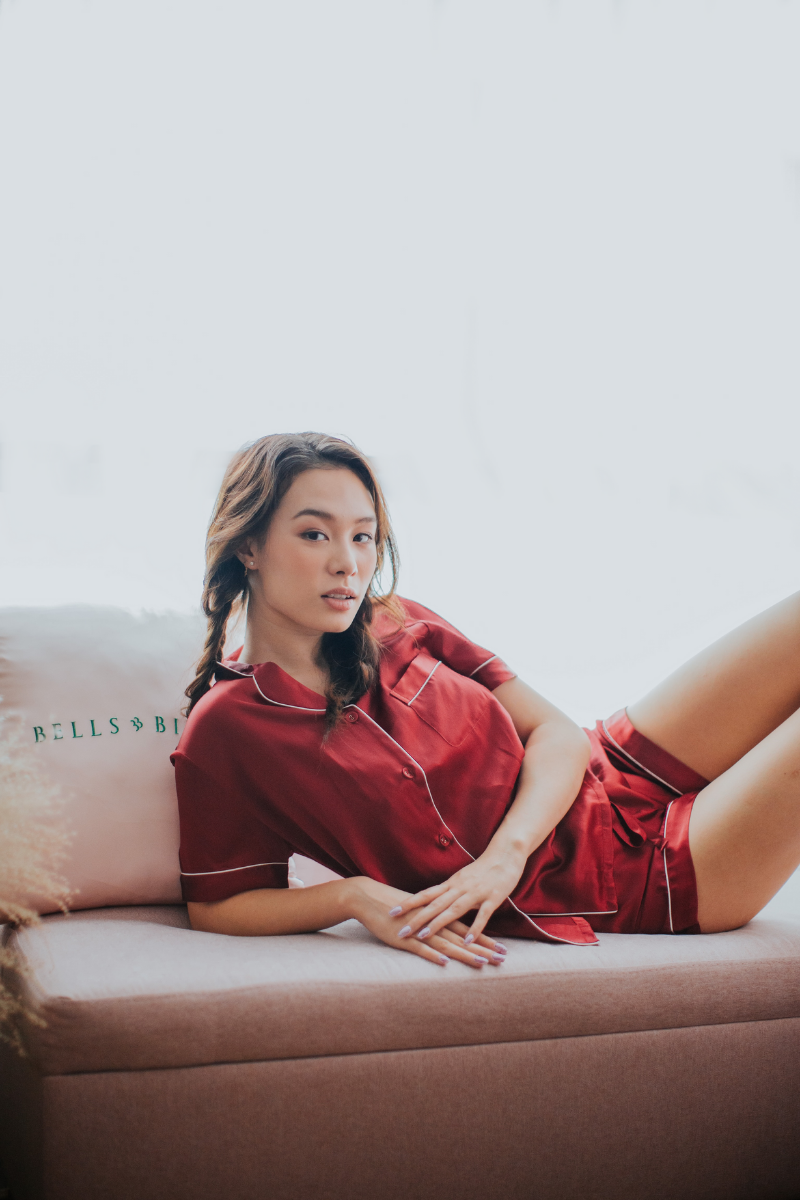 Mulberry Silk Short Pyjamas (Red)