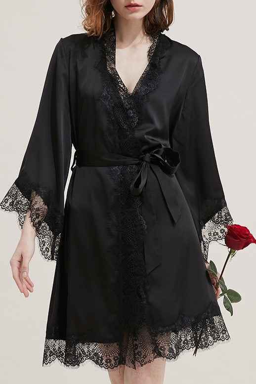 Desiree Satin Lace Robe