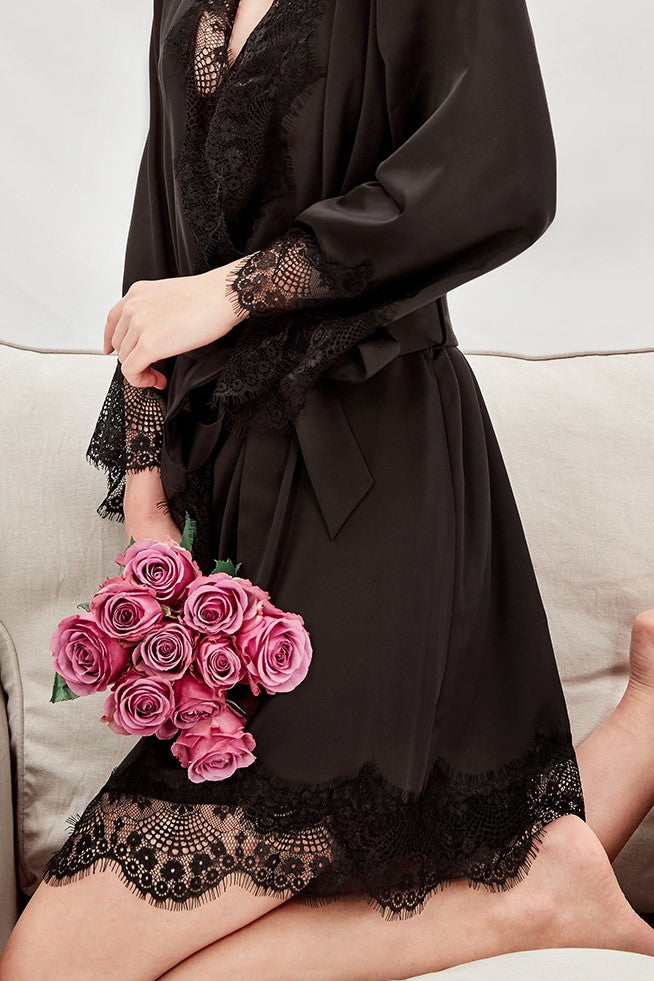 Desiree Satin Lace Robe