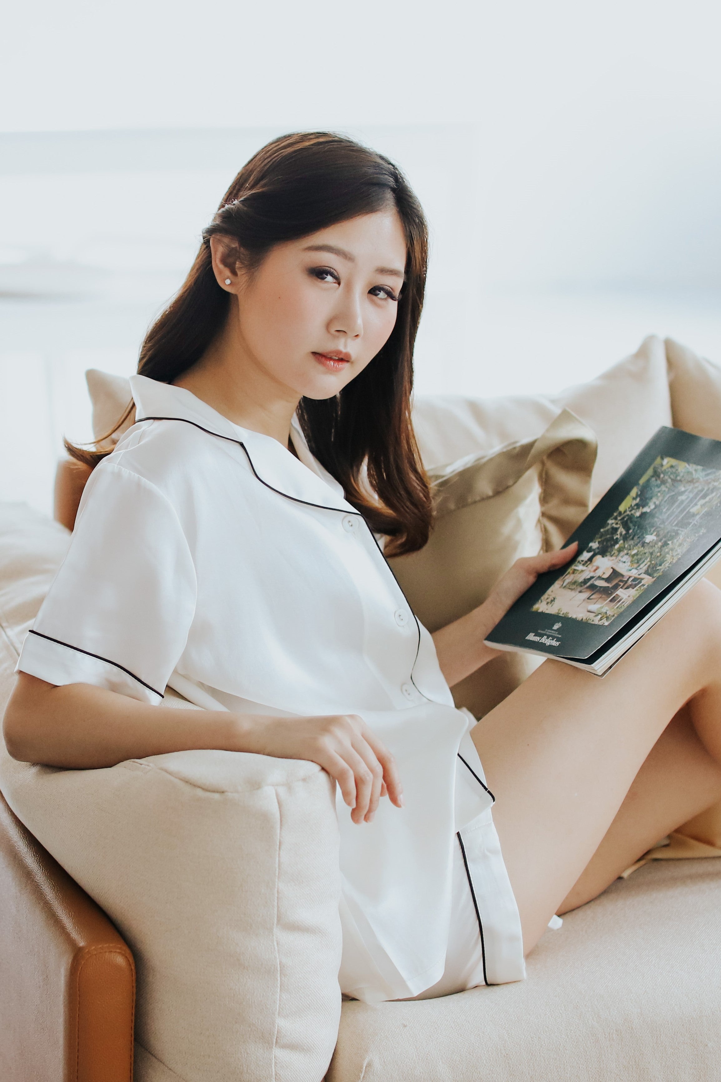 Mulberry Silk Short Pyjamas (White)