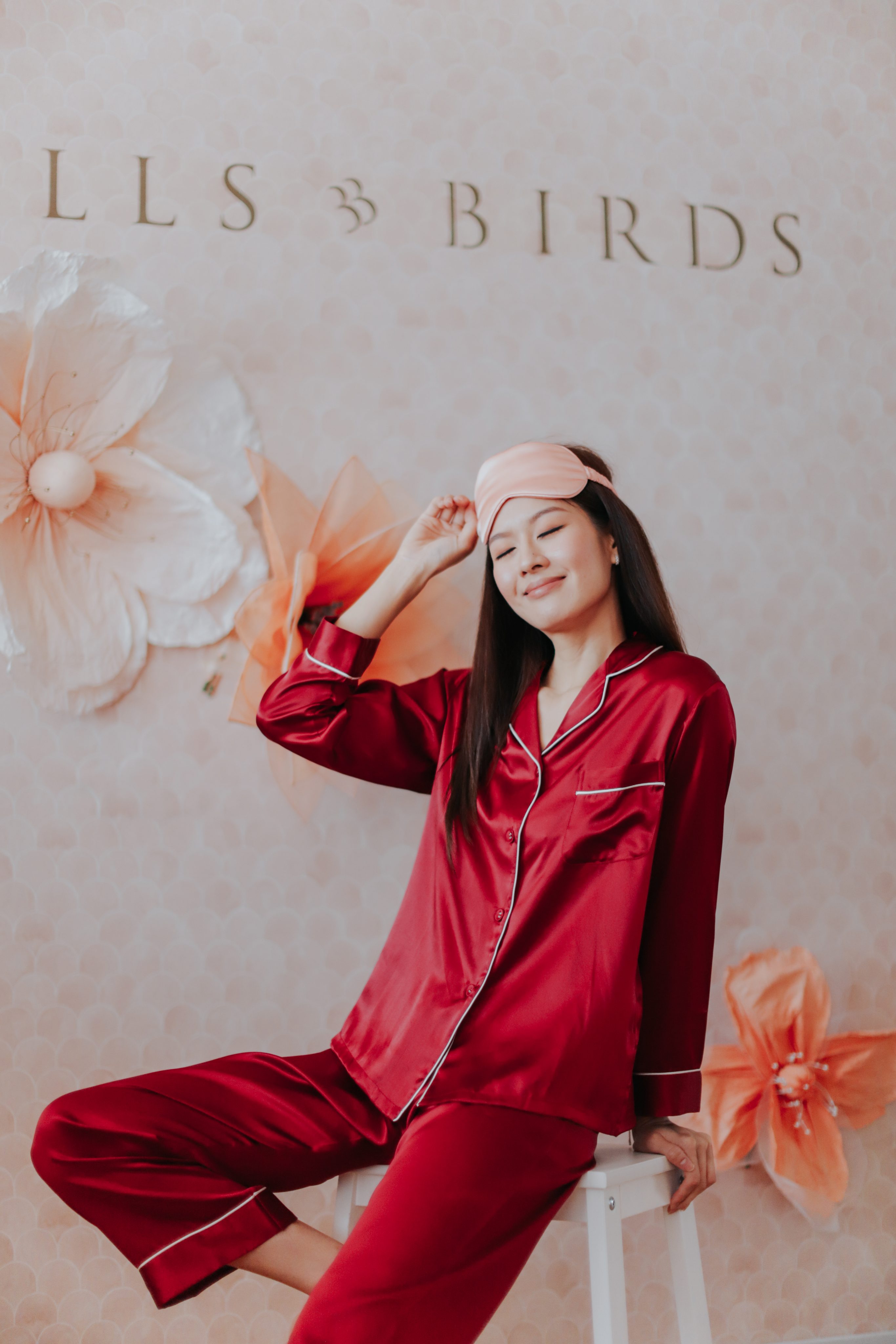 Mulberry Silk Pants Pyjamas (Red)