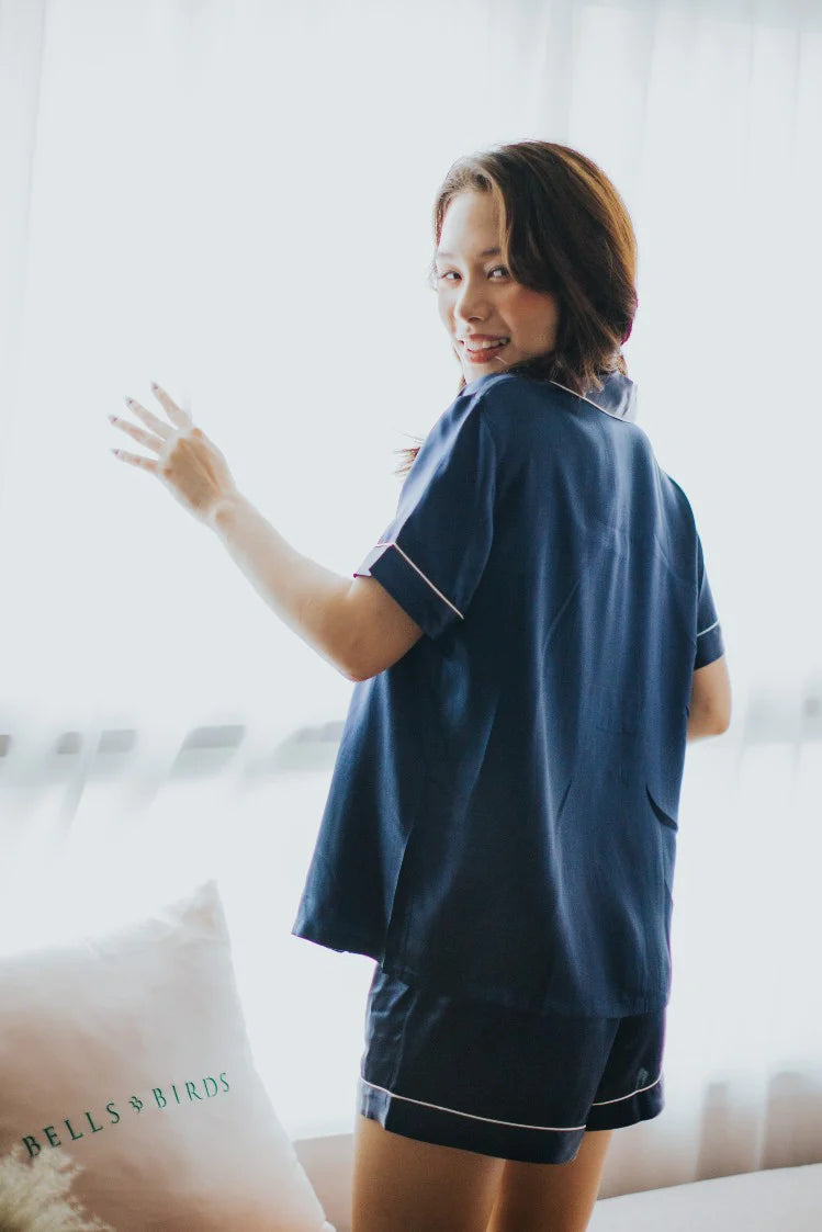 Mulberry Silk Short Pyjamas (Navy)