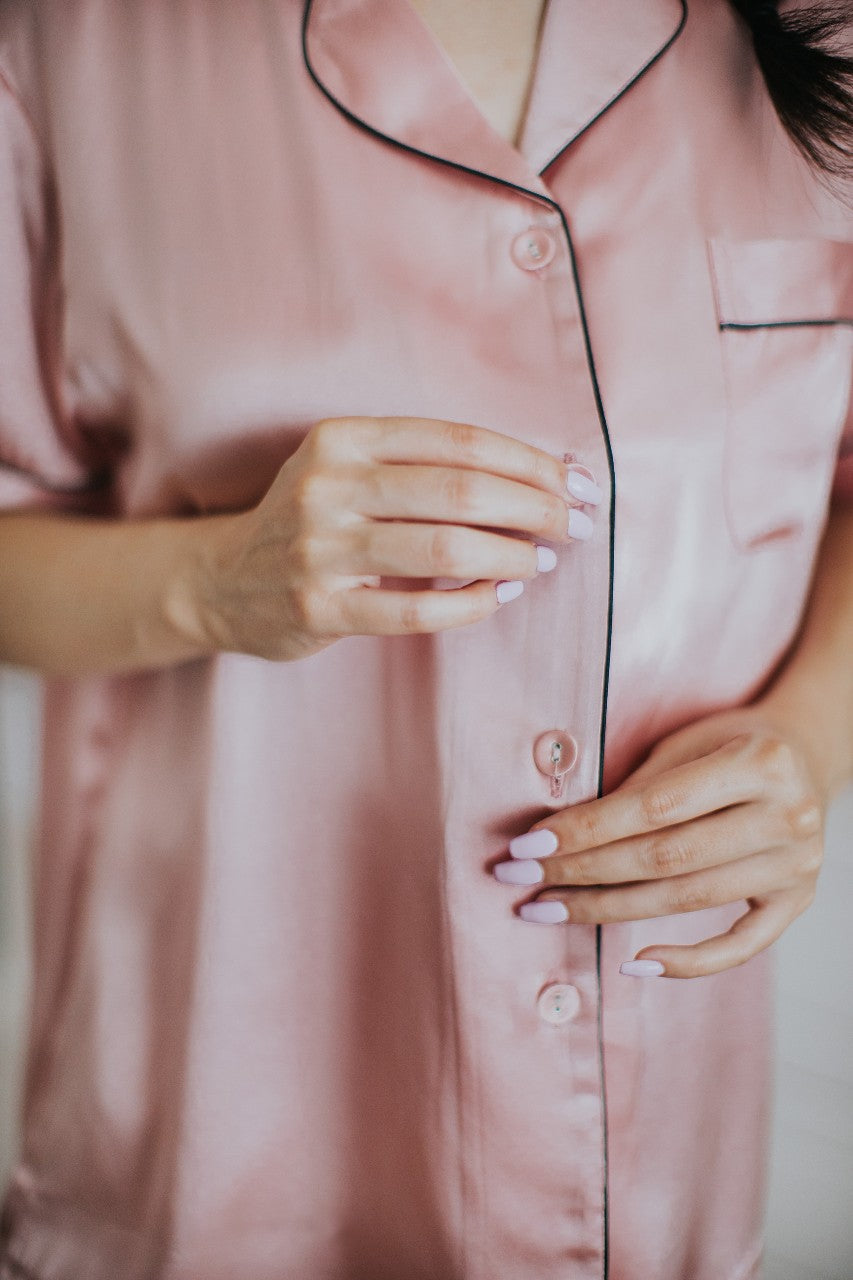 Mulberry Silk Pink PJs (top XL bottom M)