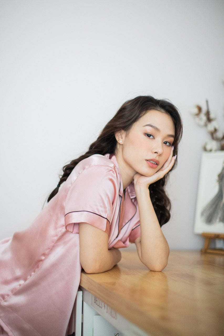 Mulberry Silk Pink PJs (top XL bottom M)