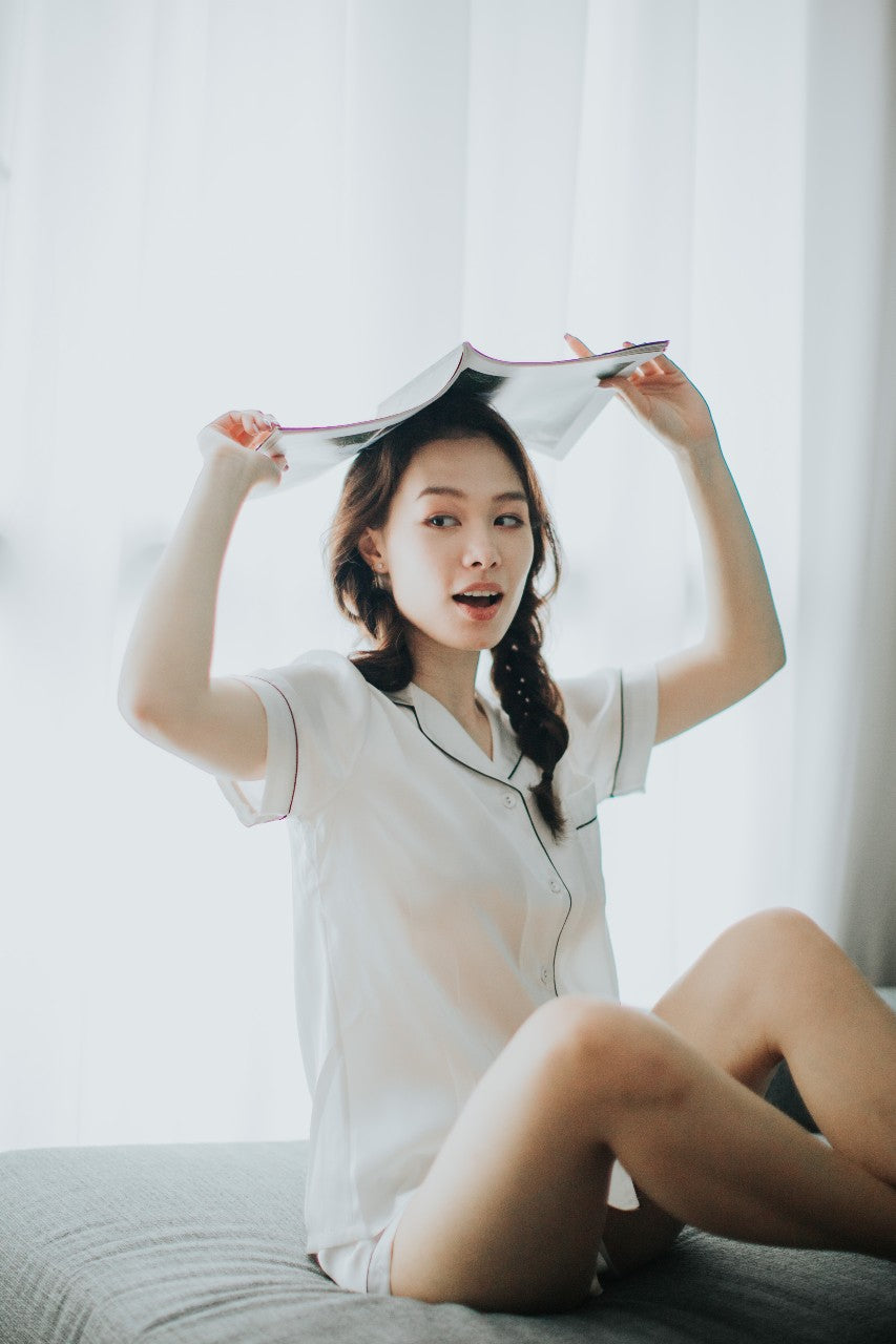 Mulberry Silk Short Pyjamas (White)