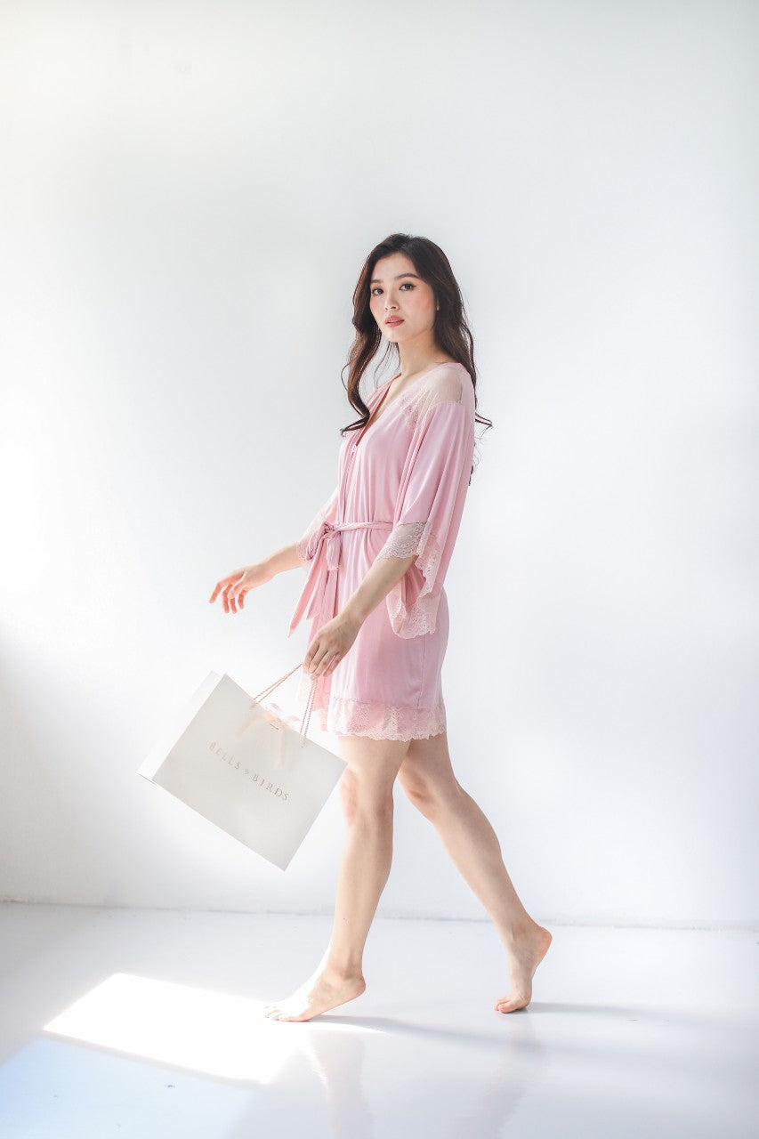 Sofia Cotton Robe (Pink)