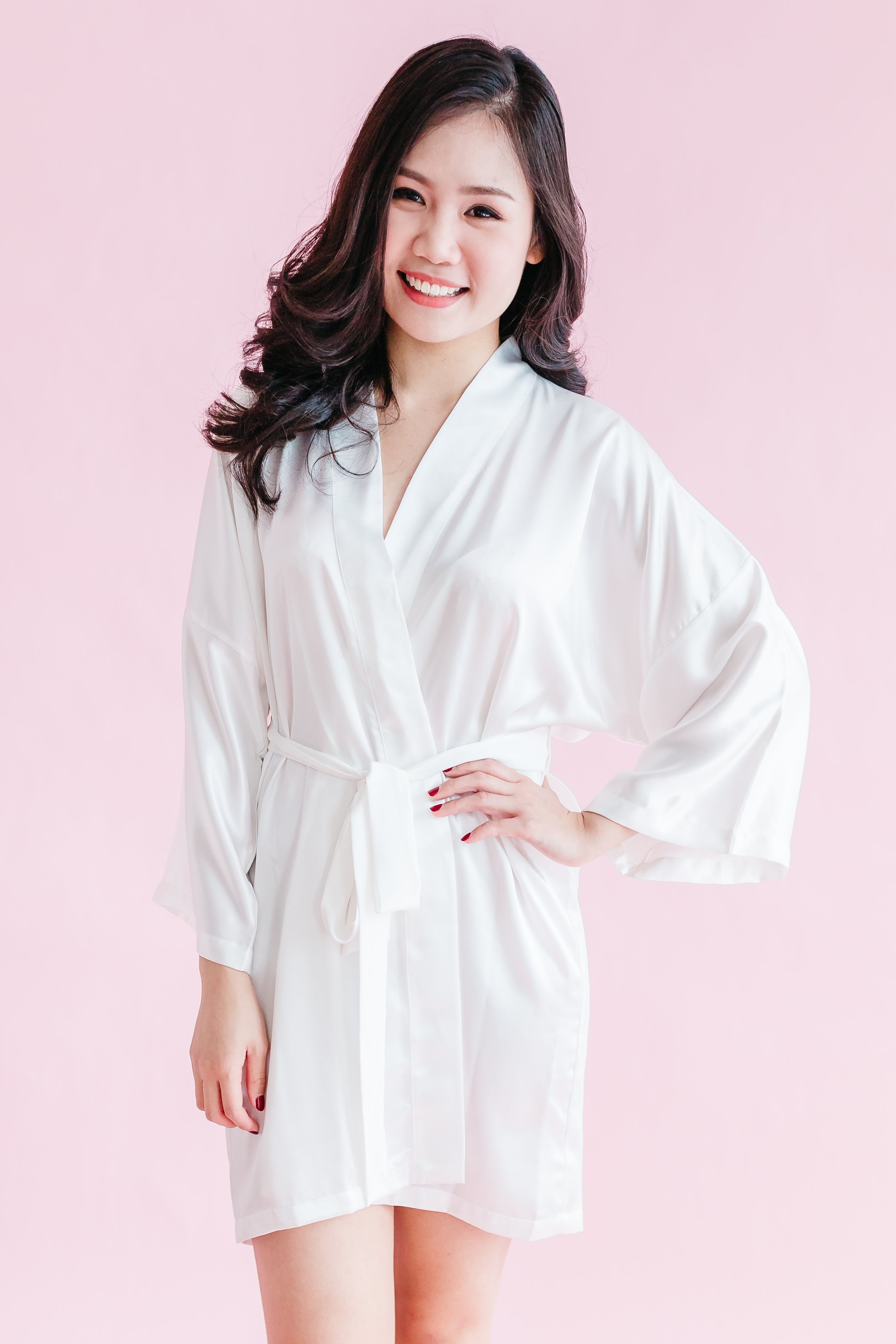 Classic Silk Robe (White)