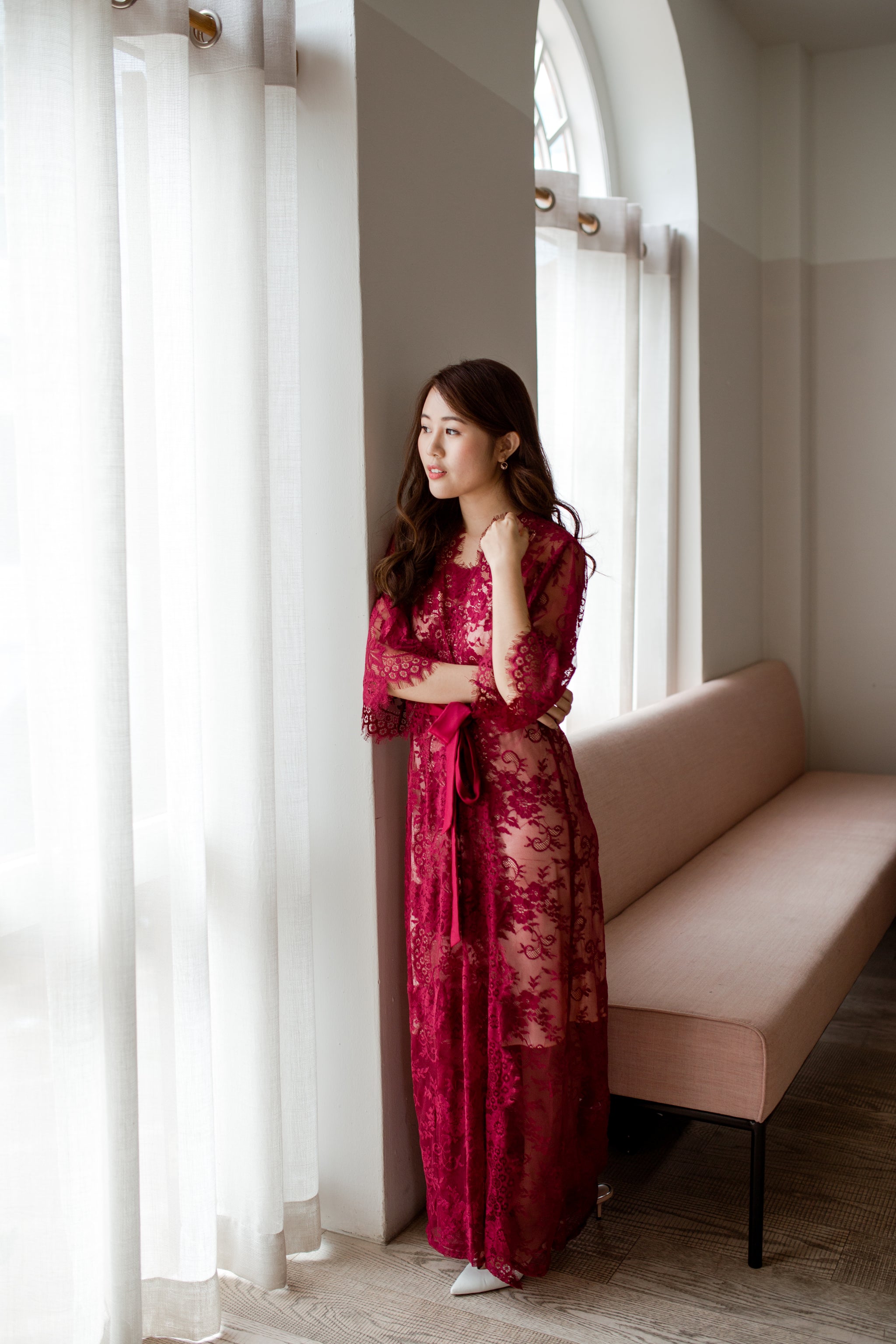 ever after maxi dress Ever After Lace Maxi Robe (Wine Red)