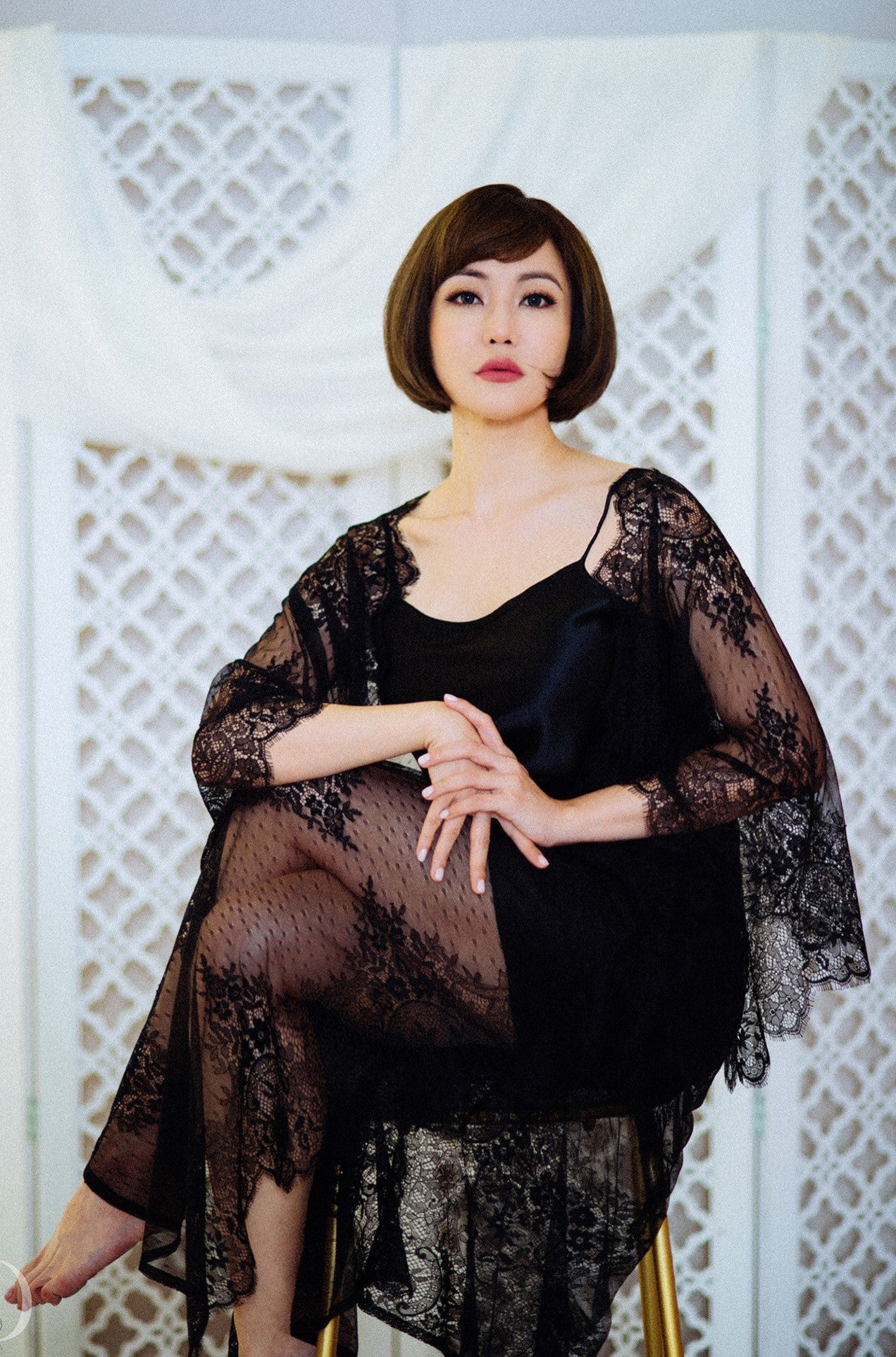 chinese dress ladies Women's Positano Midi Cashmere Kaftan Dress Onyx / M
