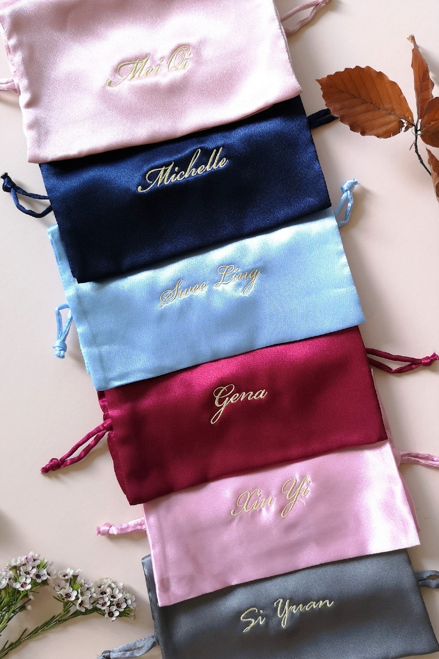 Monogrammed Keepsake Pouch - Bells & Birds
