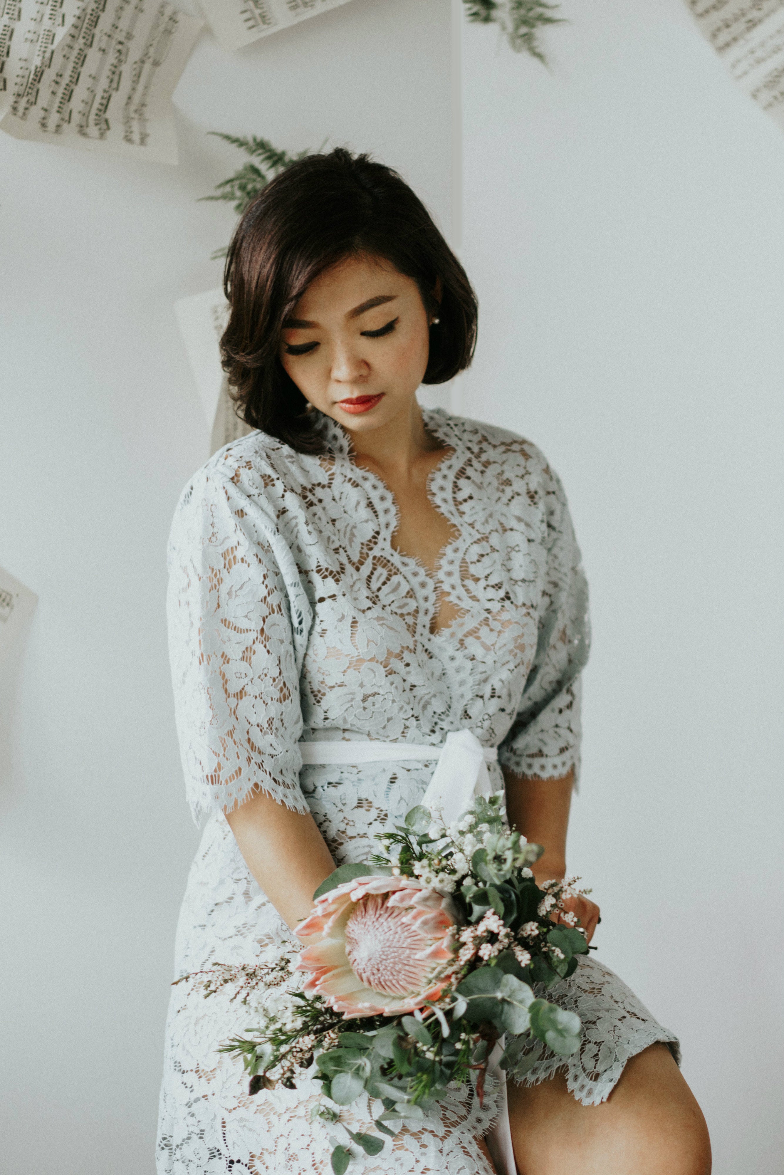 Seafoam Blue Lace Robe - Bells & Birds