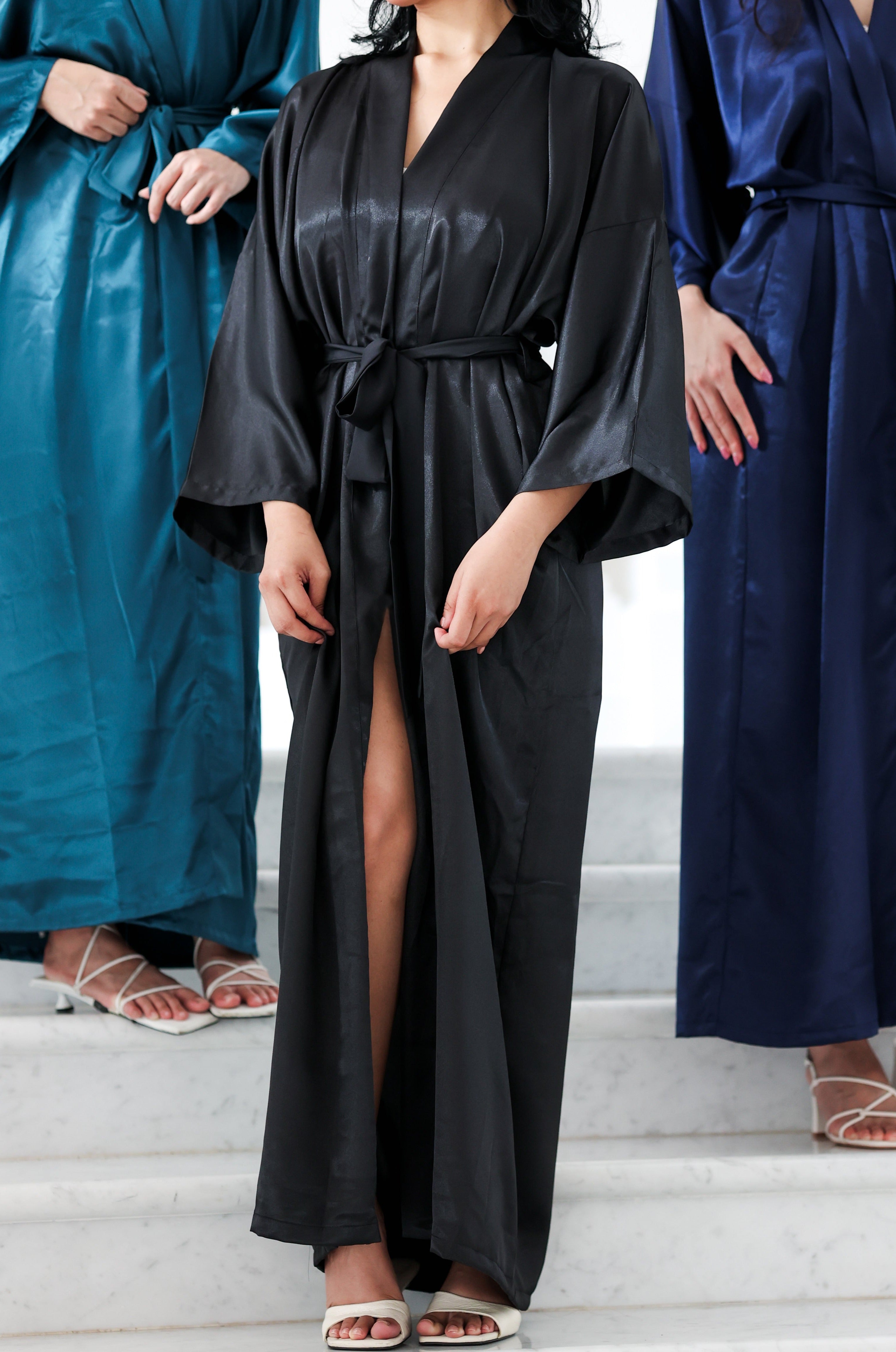 Maxi Silk Robe (Black)