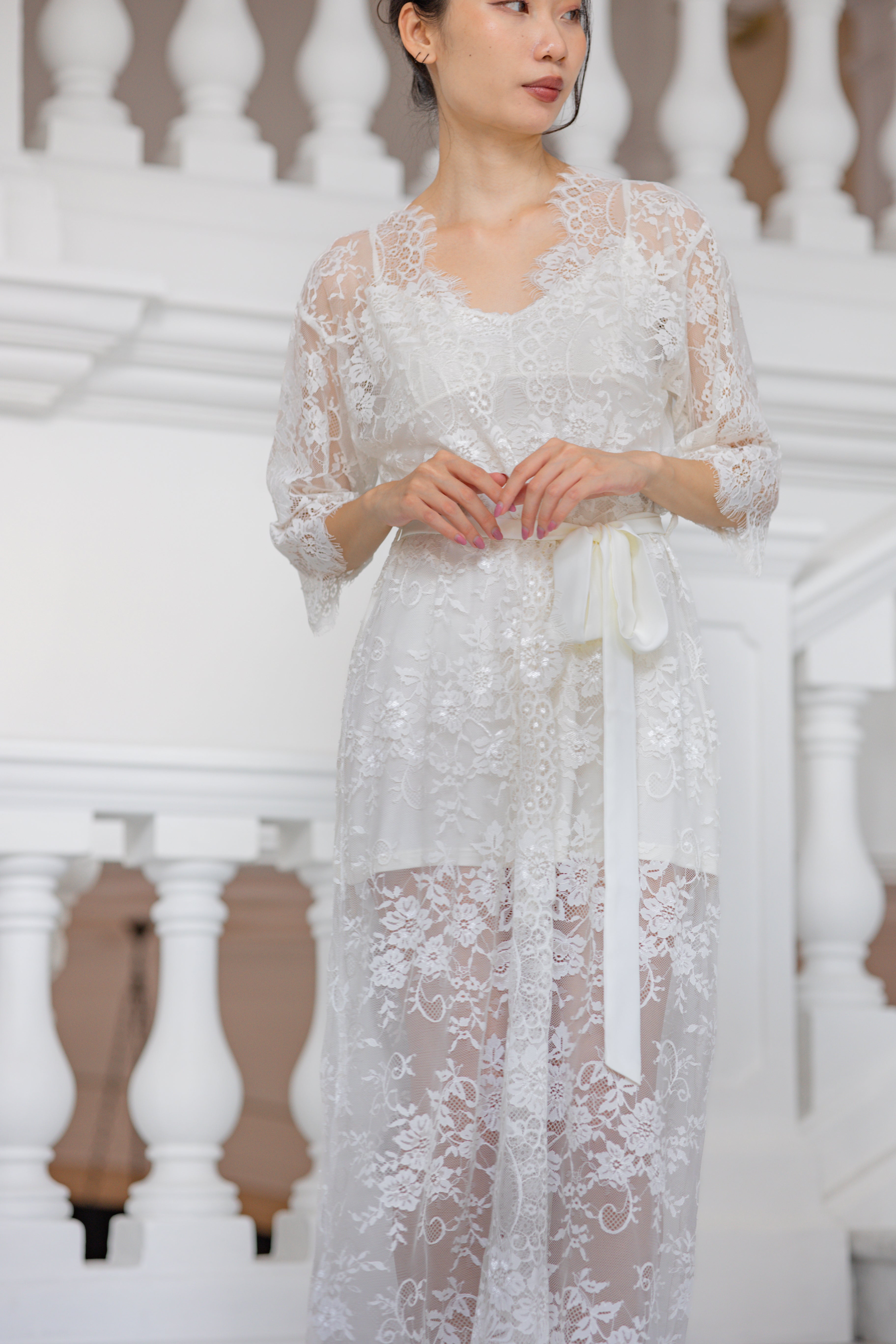 Ever After Lace Maxi Robe - Bells & Birds