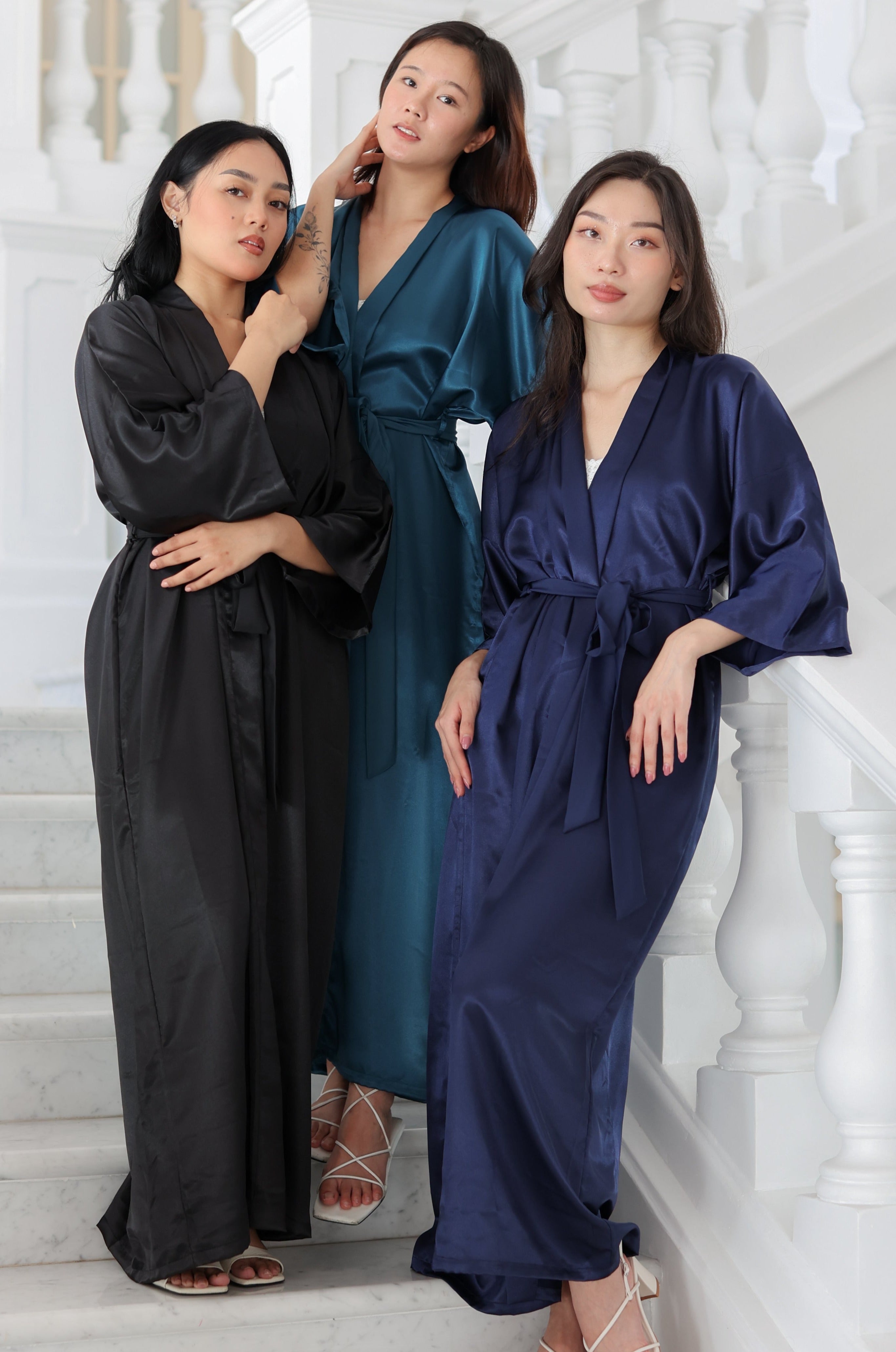 Maxi Silk Robe (Teal)