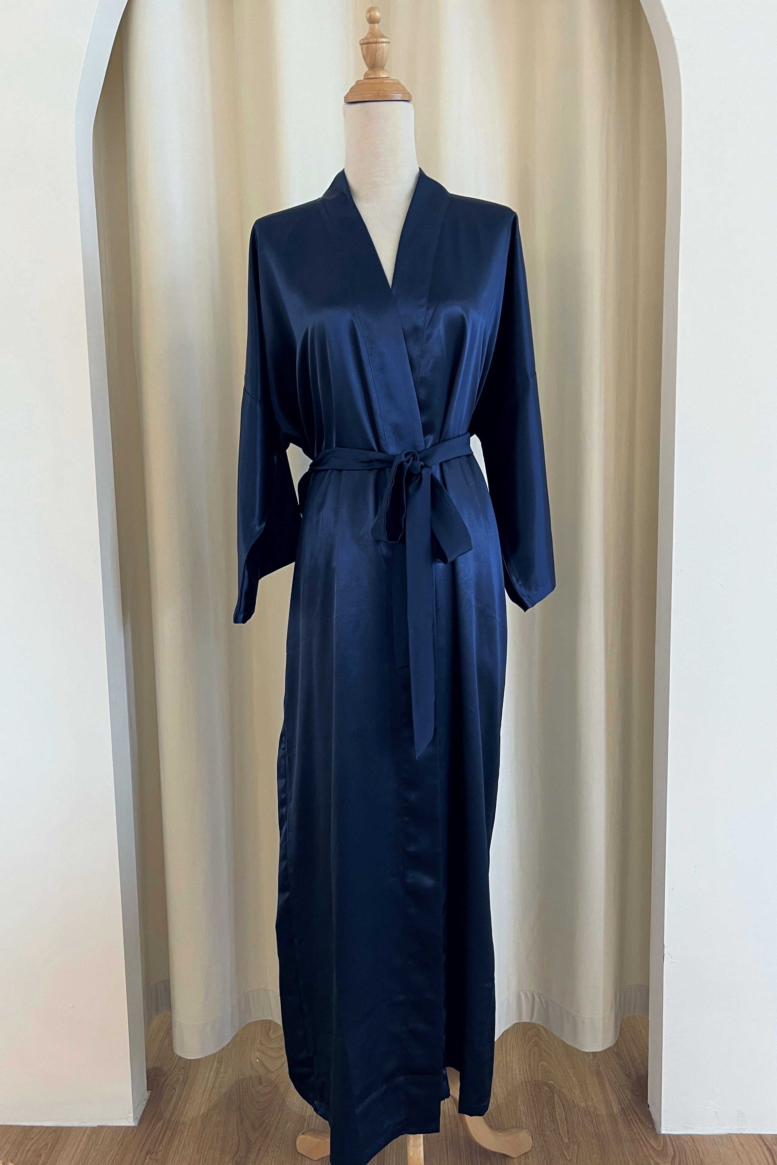 Maxi Silk Robe (Navy)