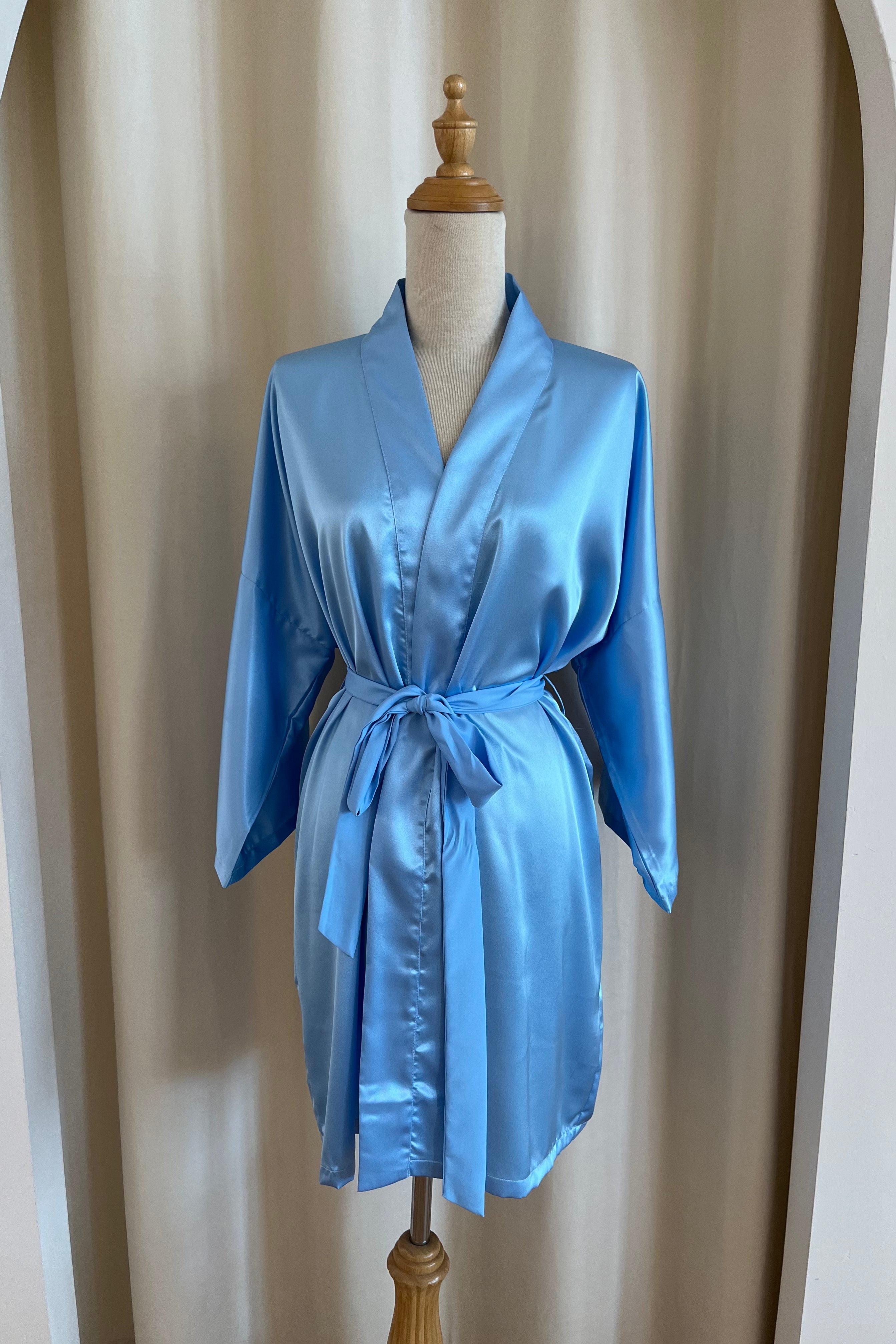 Baby blue satin robe best sale