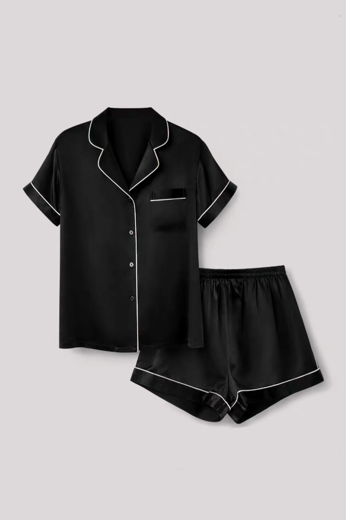 Mulberry Silk Short Pyjamas (Black)