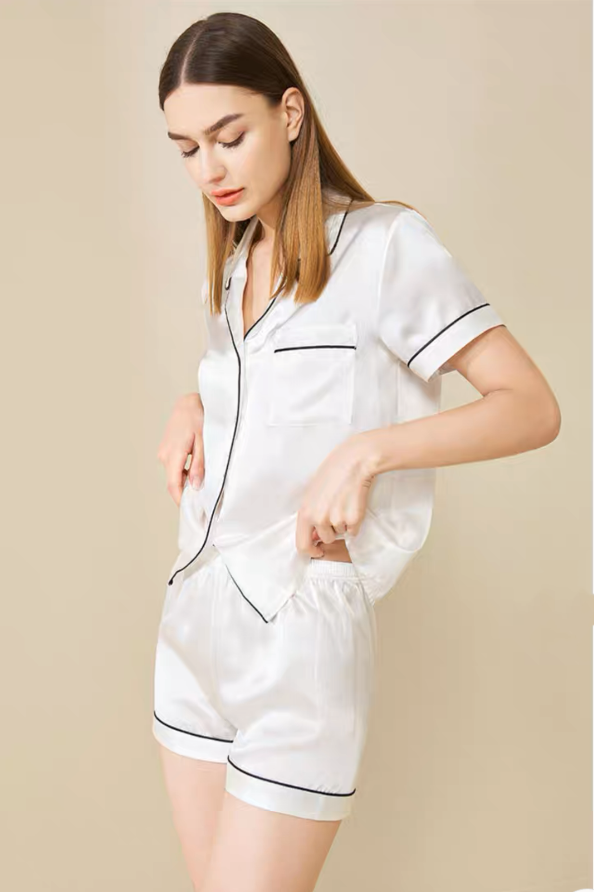 Mulberry Silk Short Pyjamas (White)