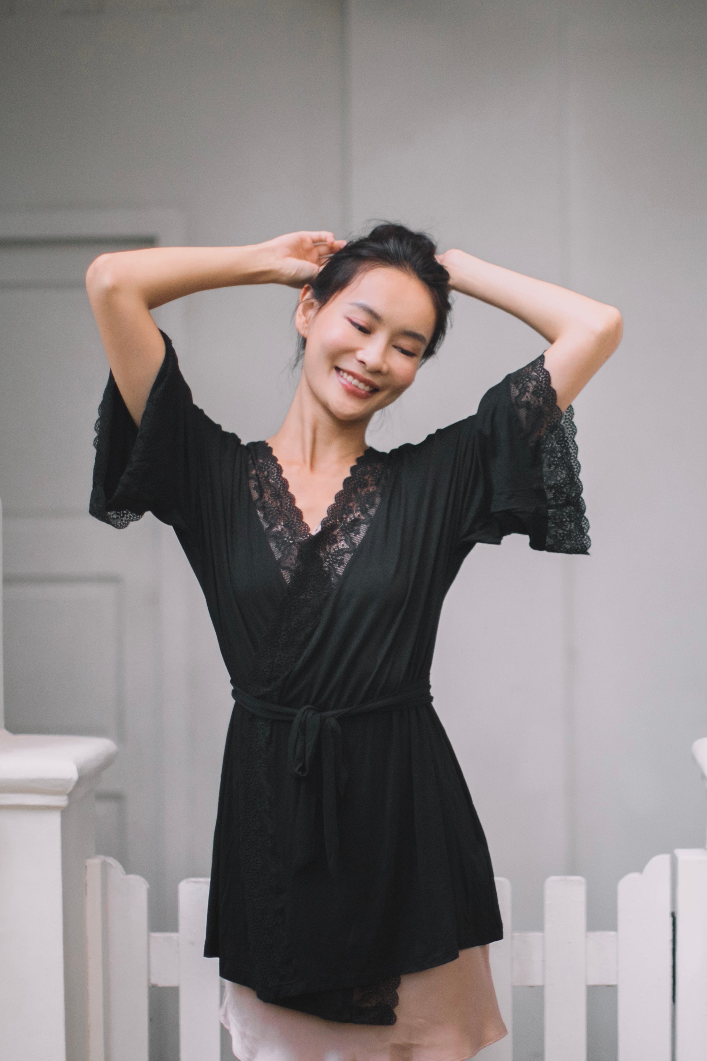 Sofia Cotton Robe (Black)