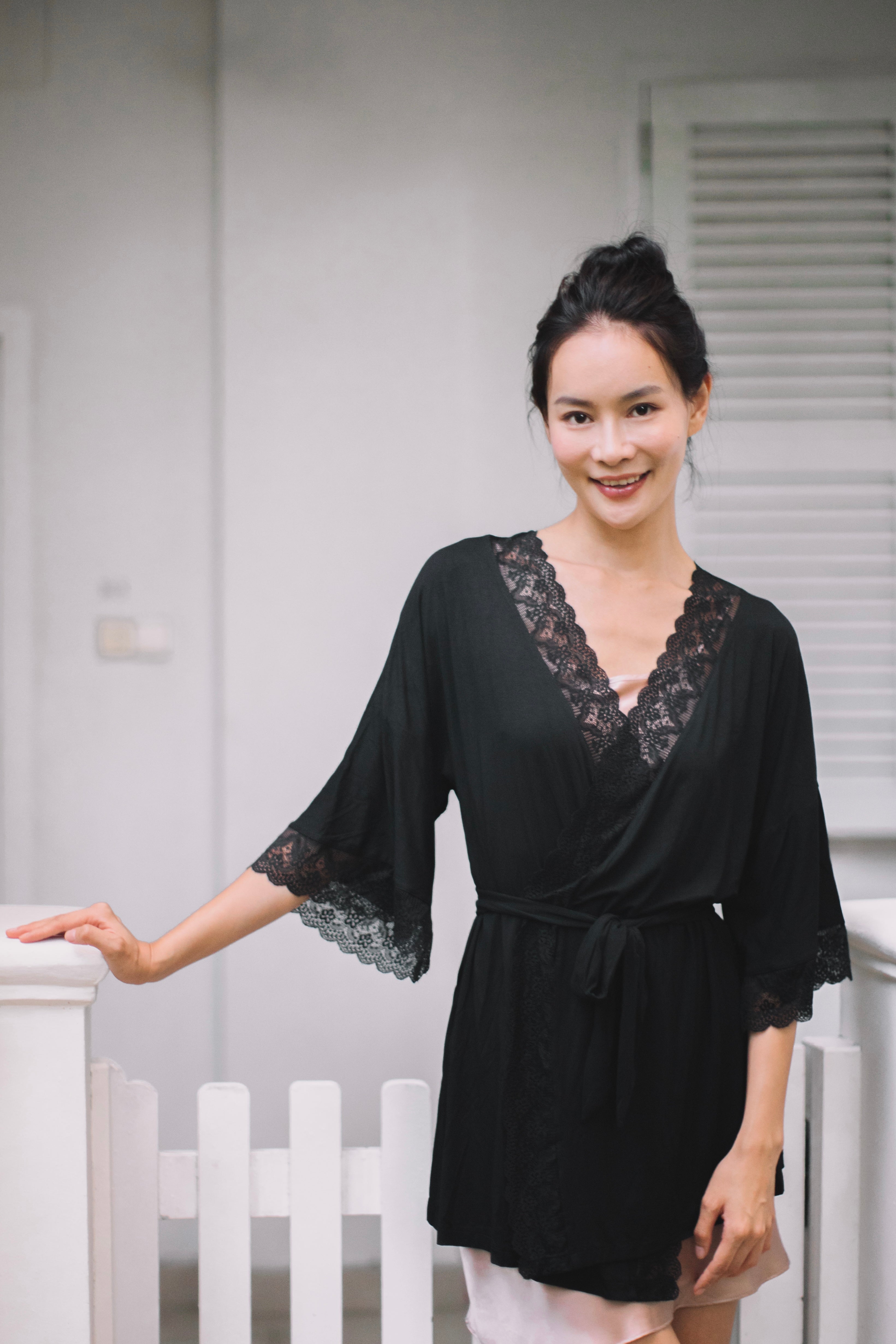 Sofia Cotton Robe (Black)