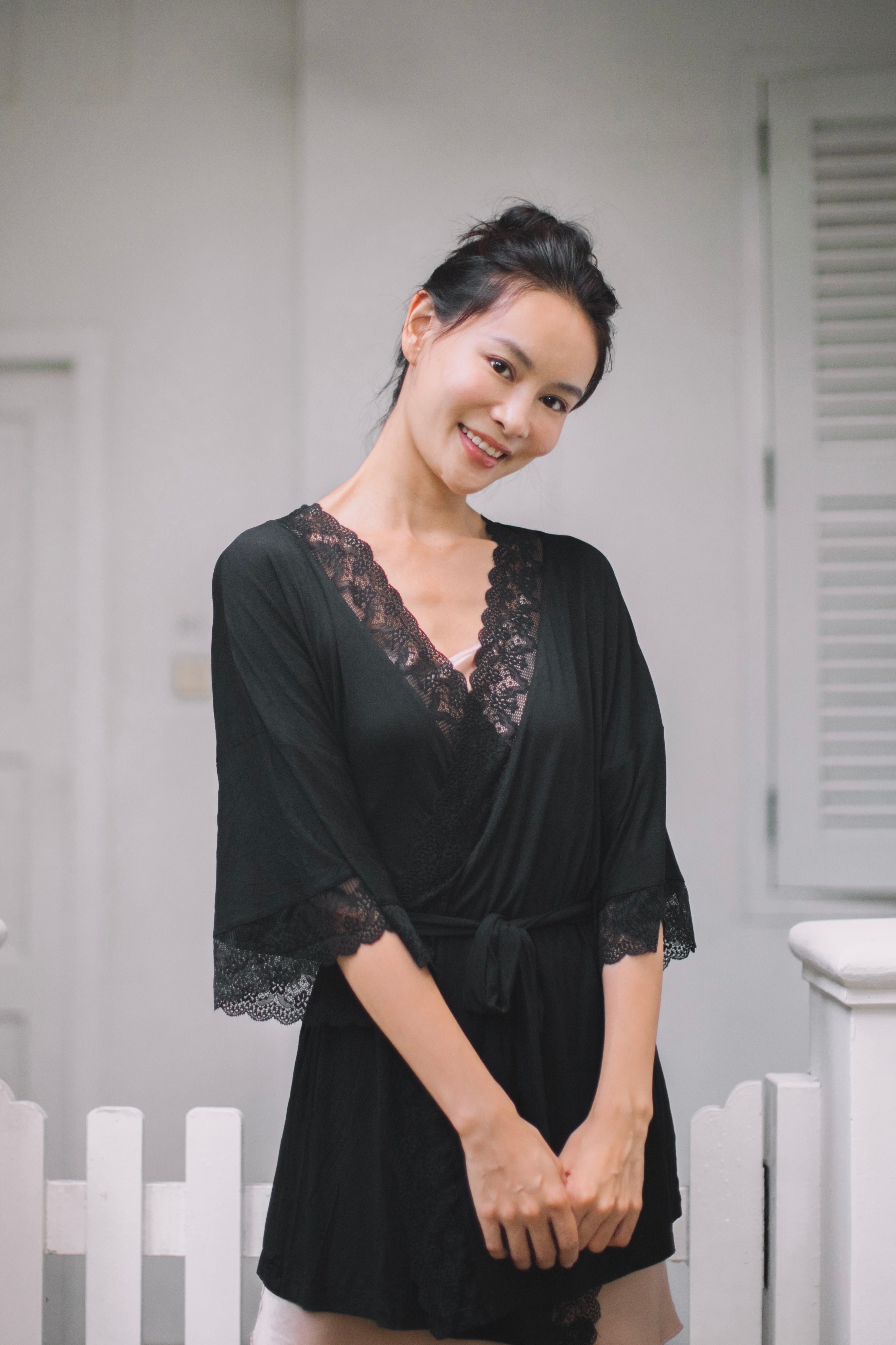 Sofia Cotton Robe (Black)