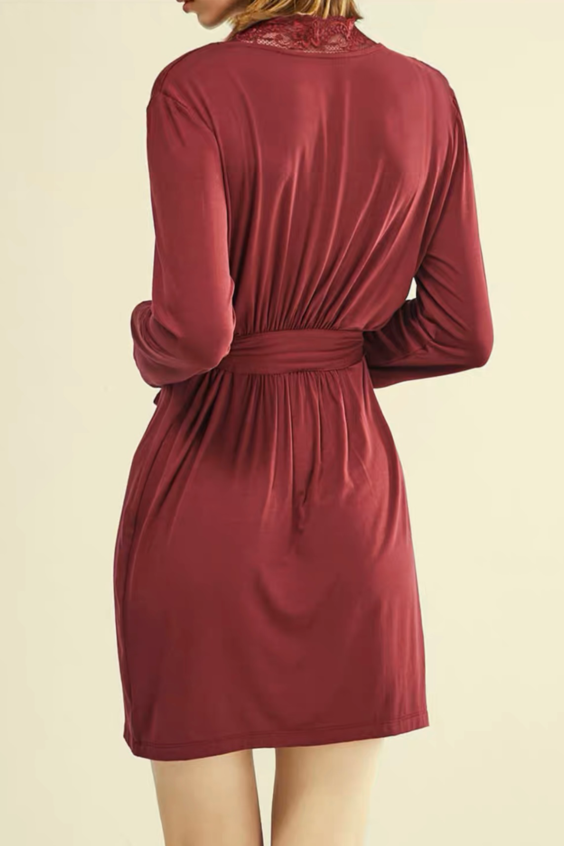 Sofia Cotton Robe (Wine Red)