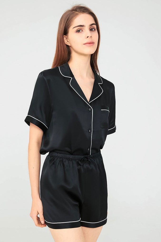 Mulberry Silk Short Pyjamas (Black)