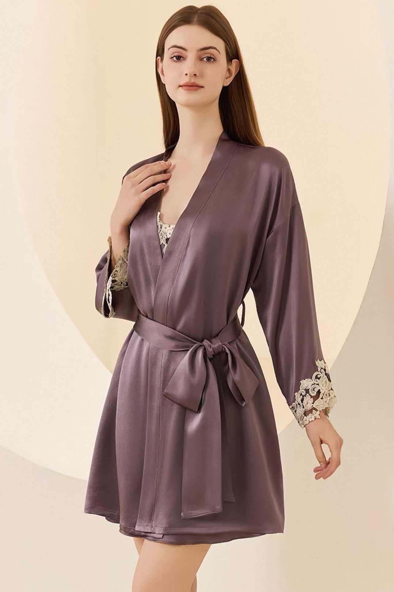 Florentine Mulberry Silk Robe (Grey)